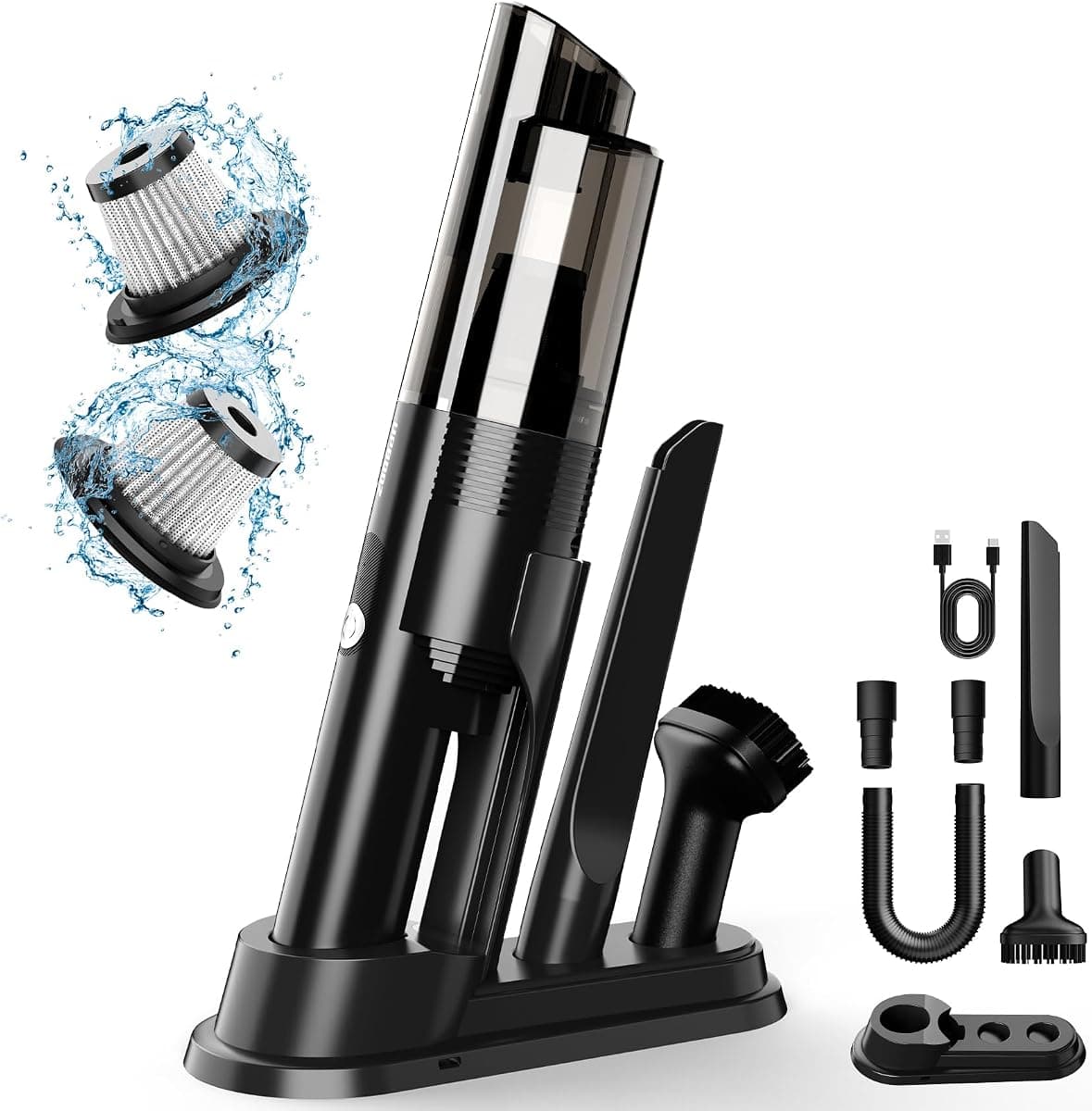 Handheld Vacuum Cordless,10KPA Powerful Suction Car Vacuum with 2-Speed, Vacuum Cleaner with Charging Dock, Portable Lightweight 4-in-1 Mini Hand Held Vacuum for Car Home Pet Office and Pet Hair