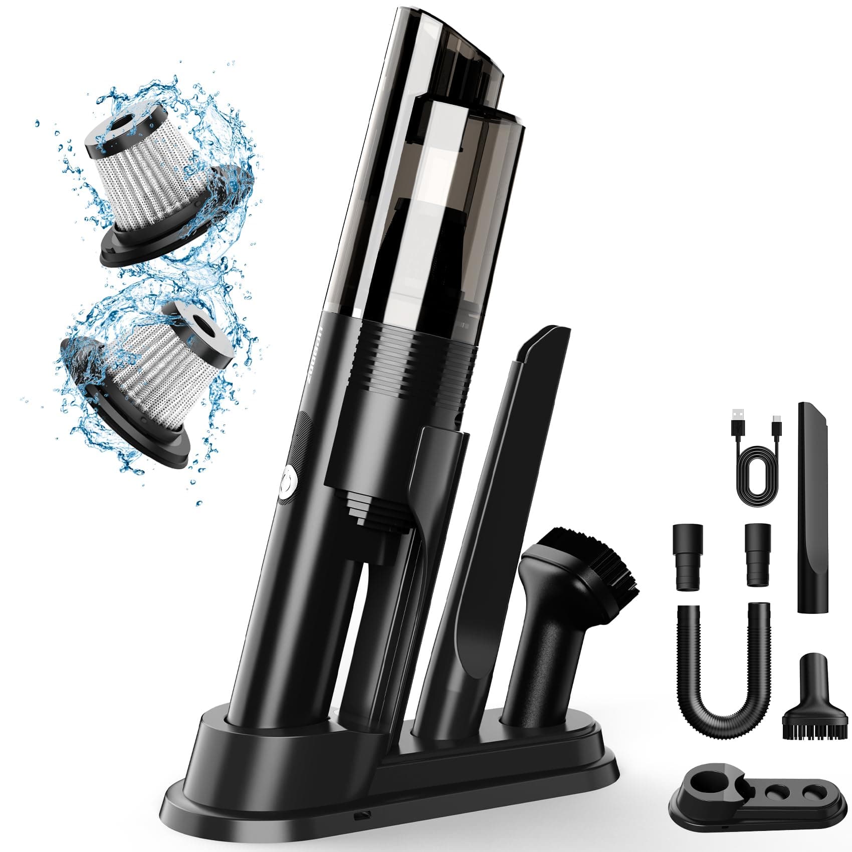 Handheld Vacuum Cordless,10KPA Powerful Suction Car Vacuum with 2-Speed, Vacuum Cleaner with Charging Dock, Portable Lightweight 4-in-1 Mini Hand Held Vacuum for Car Home Pet Office and Pet Hair