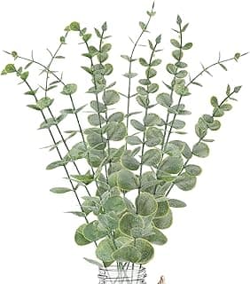 10pcs Eucalyptus Stems Artificial Eucalyptus Leaves Fake Greenery Branches Fake Flowers for Wedding Centerpiece Spring Easter Farmhouse Home Decoration