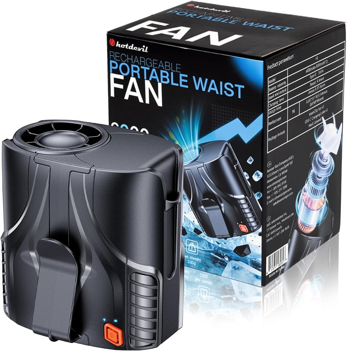 Portable Waist Fan, 6000mAh Wearable Clip-on Fan with 16000RPM High Speed Airflow, 40H Max Runtime, 6 Speeds Hands-Free Neck Fan & Shirt Fan for Outdoor Work, Construction, Camping, Gardening