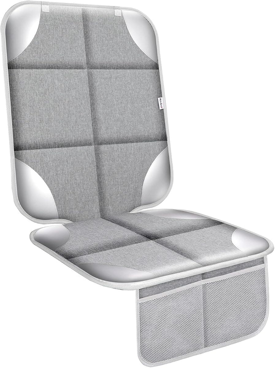 Meolsaek Car Seat Protector for Child Car Seat, Durable 600D Fabric Waterproof Car Seat Cover with Thick Pad Non-Slip Backing，No Imprints (Silver Gray-1 pc)