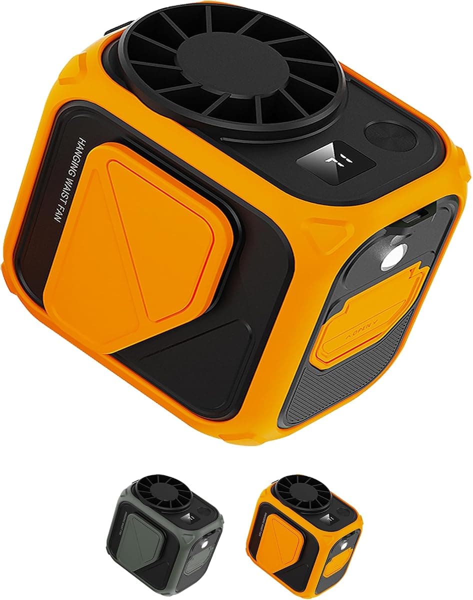 Portable Waist Fan, 5-in-1 Belt Clip/Neck/Desk/Handheld Fan, 12H 6000mAh, 1-100 Speeds, Birthday,Office Camping Fishing Cooling