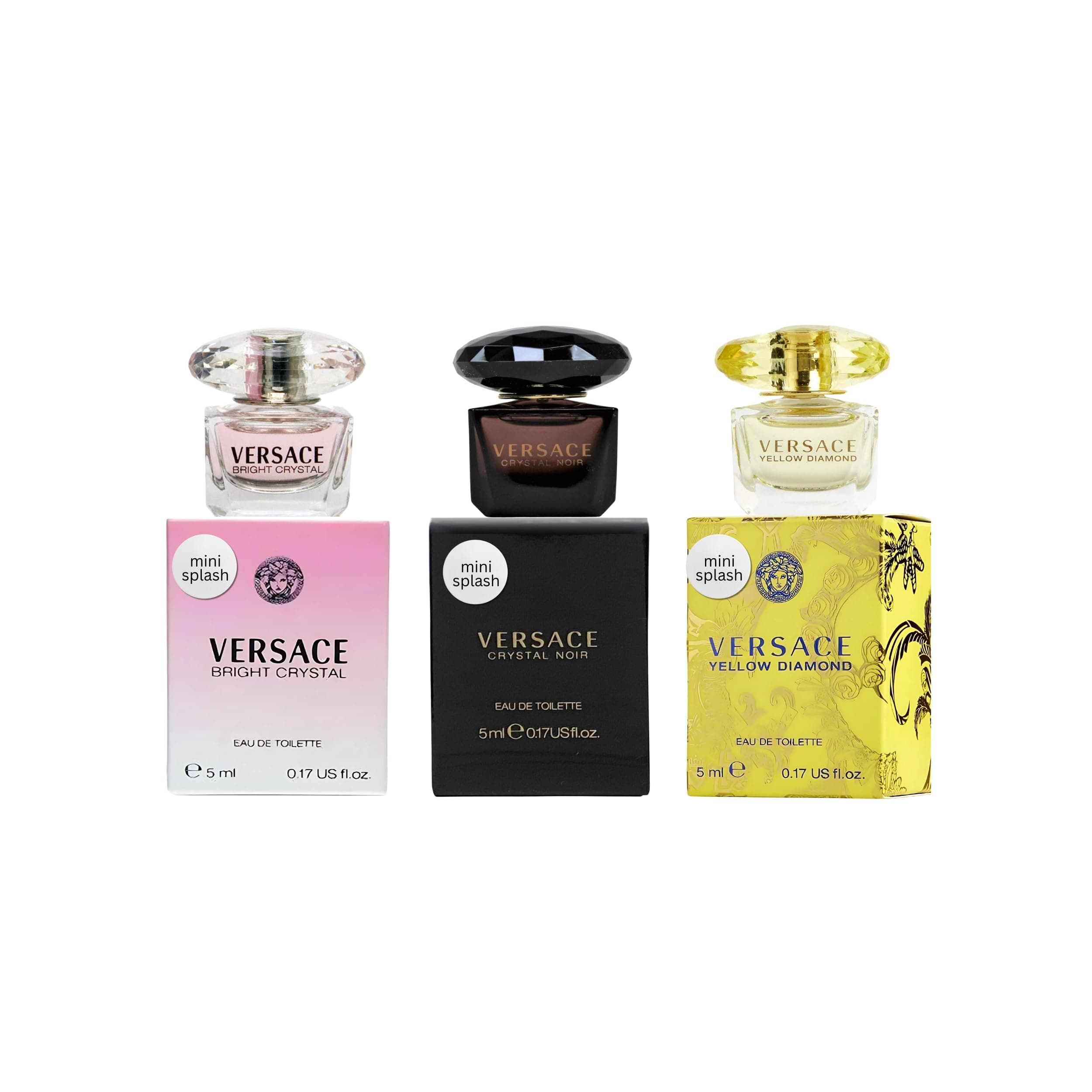 Versace Perfume for Women Variety 3-Piece Mini Gift Set – Yellow Diamond, Crystal Noir, Bright Crystal