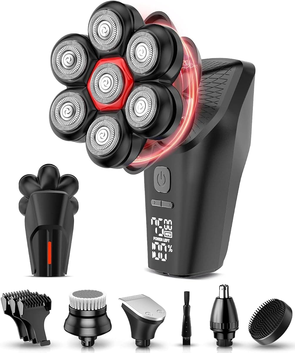 Head Shavers for Bald Men, 7D Head Shaver with LED Display, 3 Adjustable Modes, 10000 RPM High Speed Motor, Tornado Black