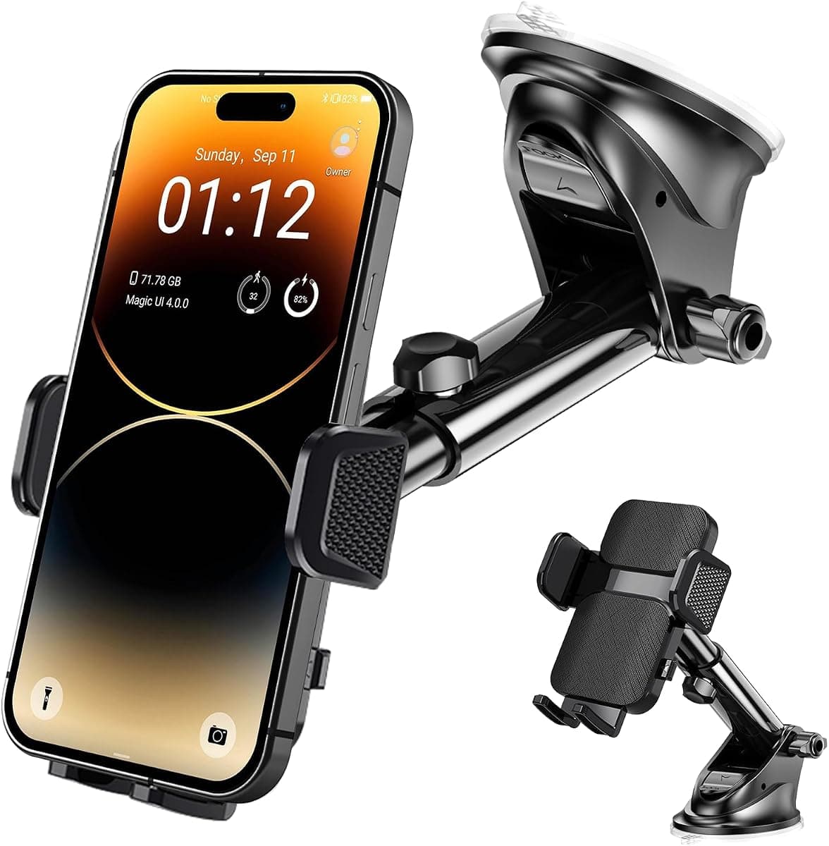 Military-Grade Construction Phone Holders for Your Car【Upgraded Suction & Clip】Cell Phone Mount Stand Universal Automobile Truck Cradle Dashboard Windshield for iPhone 17 Pro Max 16 15 Samsung