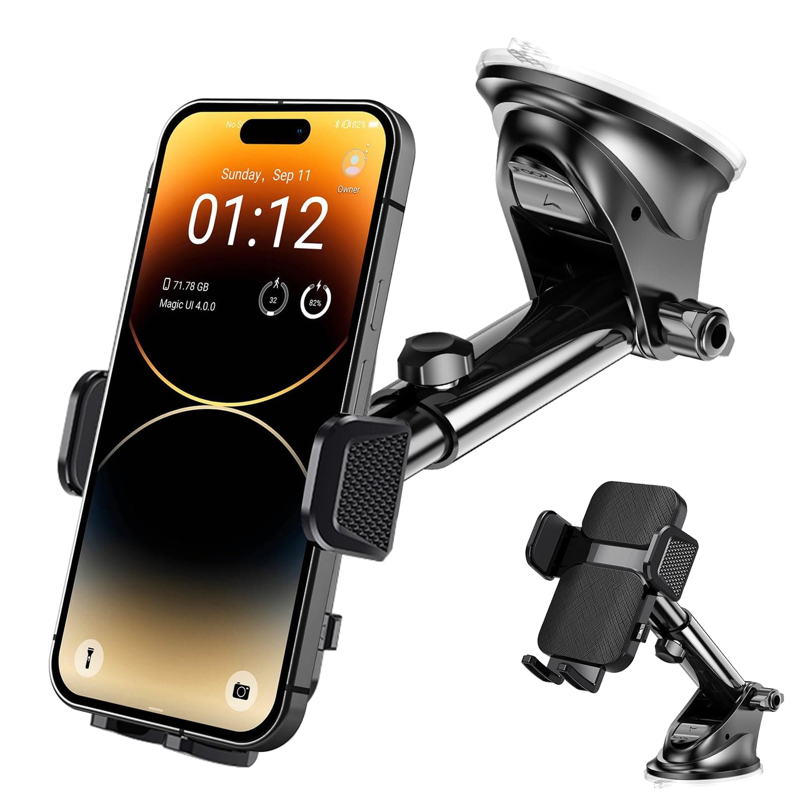 Military-Grade Construction Phone Holders for Your Car【Upgraded Suction & Clip】Cell Phone Mount Stand Universal Automobile Truck Cradle Dashboard Windshield for iPhone 17 Pro Max 16 15 Samsung