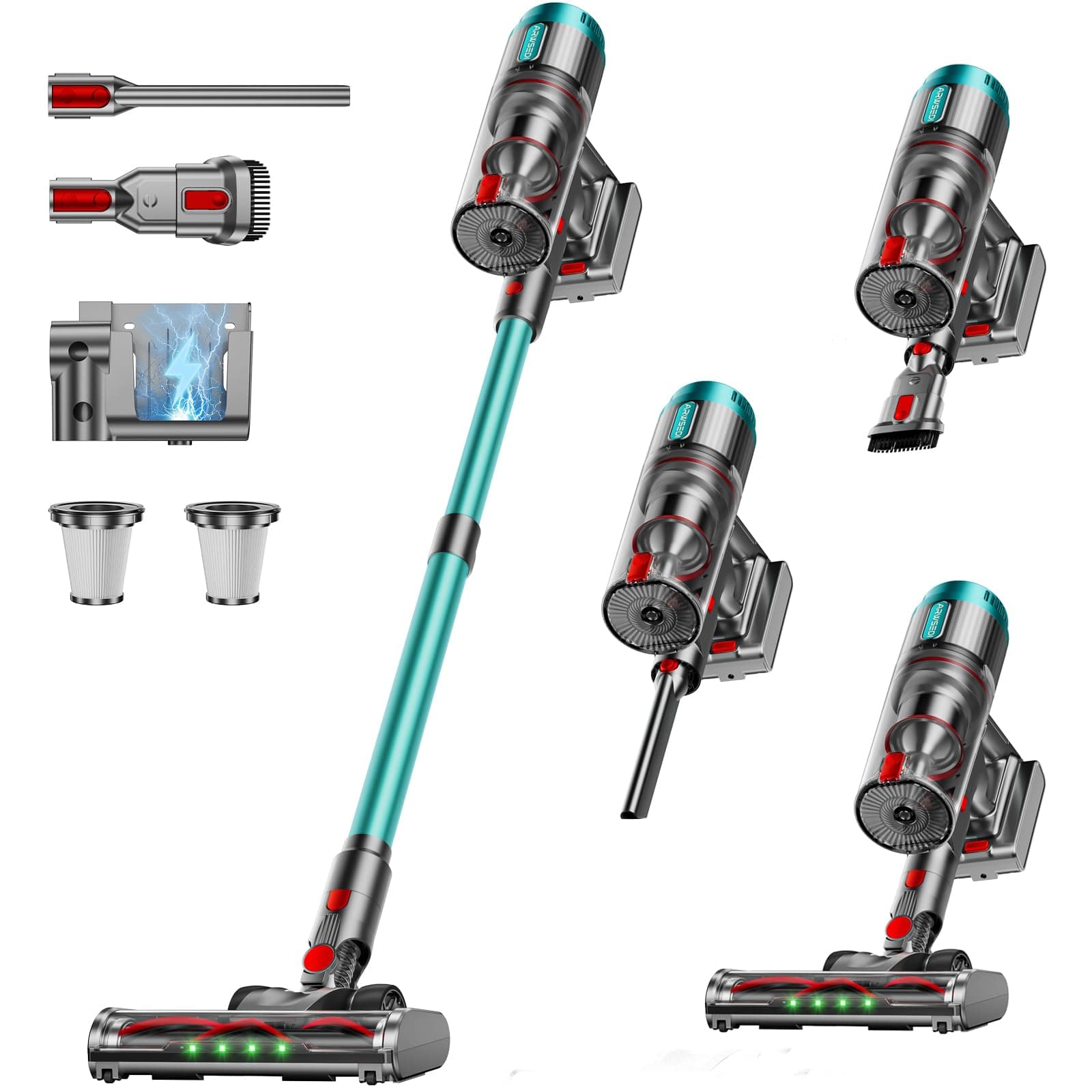 Cordless Vacuum Cleaner, 80Mins 650W/55KPA Self-Standing Vacuum Cleaners for Home, Stick Vacuum with Anti-Tangle Brush, LED Screen, Rechargeable Vacuum for Floor/Carpet/Pet Hair