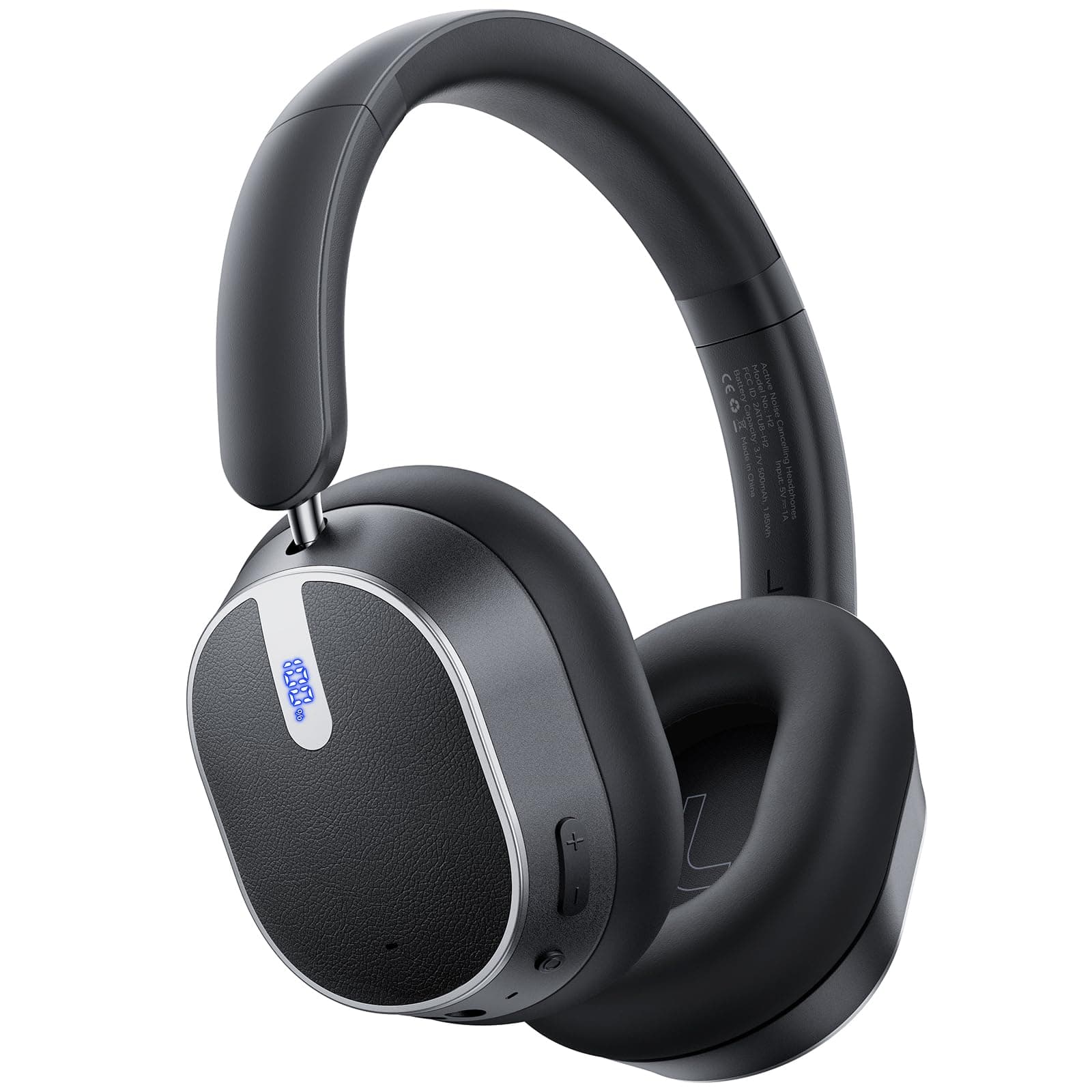 Hybrid Active Noise Cancelling Headphones, 120H Playtime Bluetooth Over Ear Headphones, Bluetooth 6.0 Wireless Headset with Display, 6 ENC Mic, Hi-Res Audio, Transparency Mode for Travel Game Black