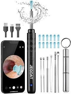 Ear Wax Removal Tool Camera, Ear Cleaner with Camera, 1296P HD Ear Scope, 6 LED Lights and 12 Ear Picks, Earwax Removal with Otoscope, Jet Black