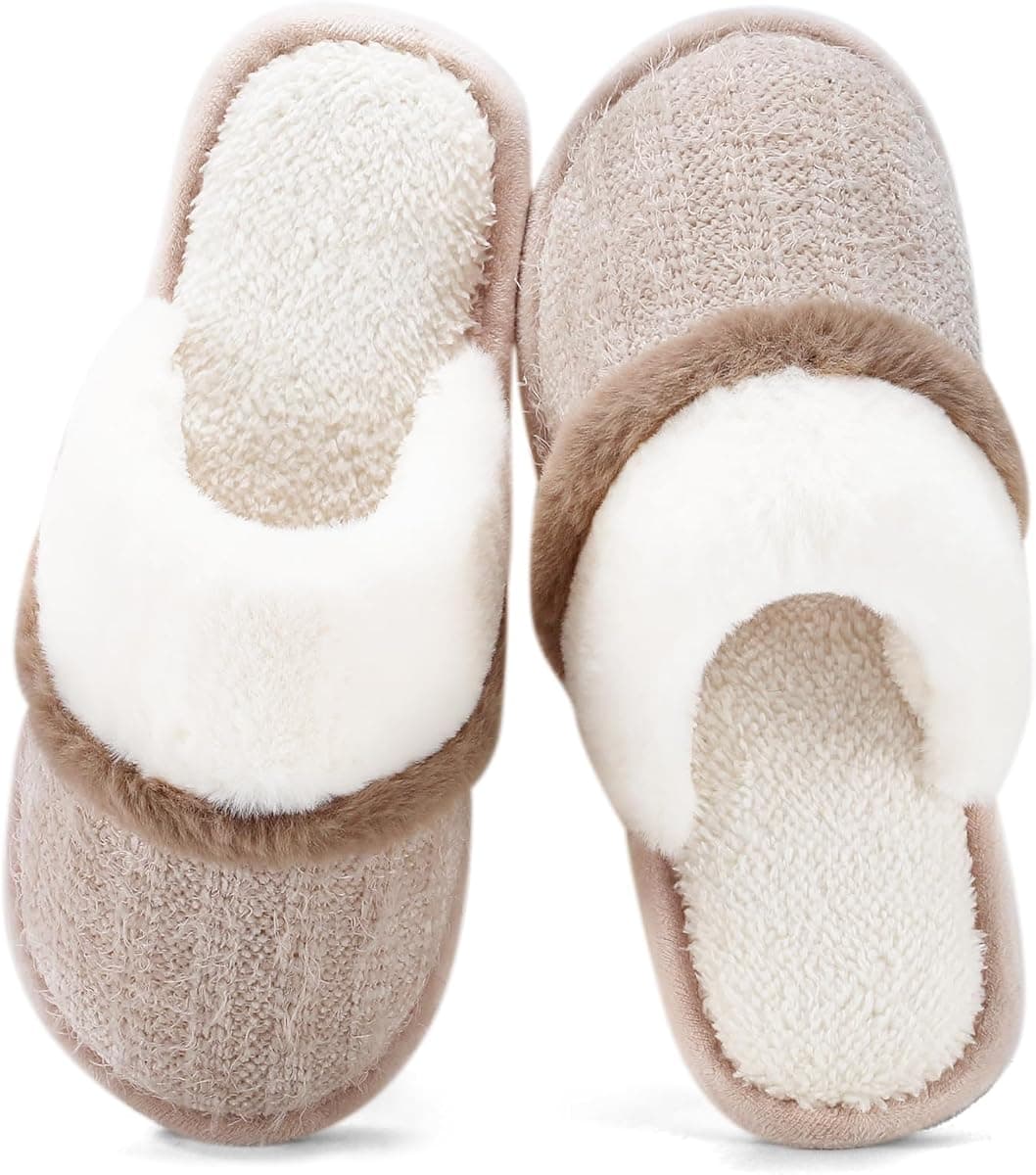 GOEWY Cozy Slippers for Women Indoor and Outdoor Fuzzy House Shoes with Memory Foam Anti-Skid Sole Gifts for Women Mom Ladies