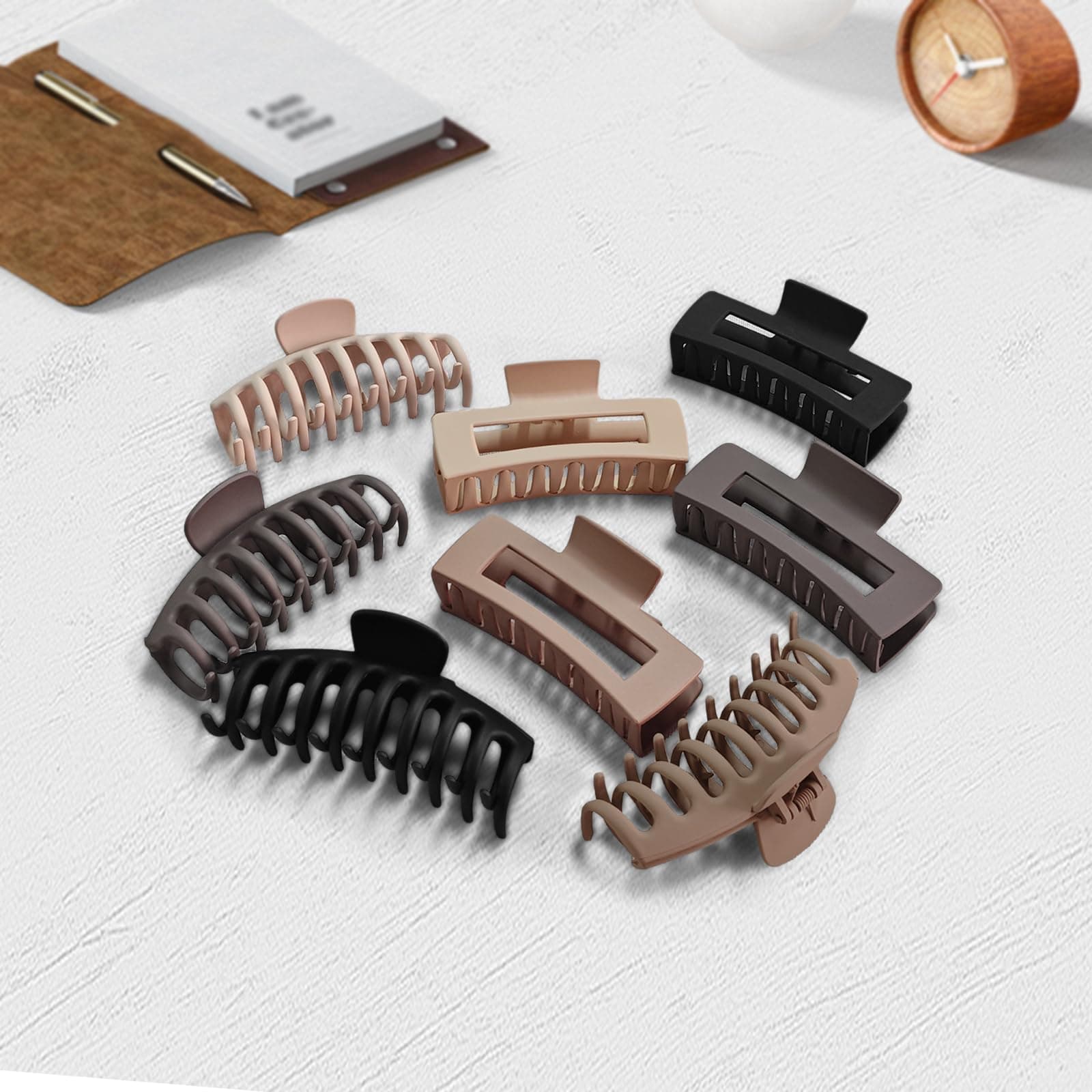 Hair Clips for Women 4.3 Inch Large Hair Claw Clips for Women Thin Thick Curly Hair, Big Matte Banana Clips,Strong Hold jaw clips,Neutral Colors