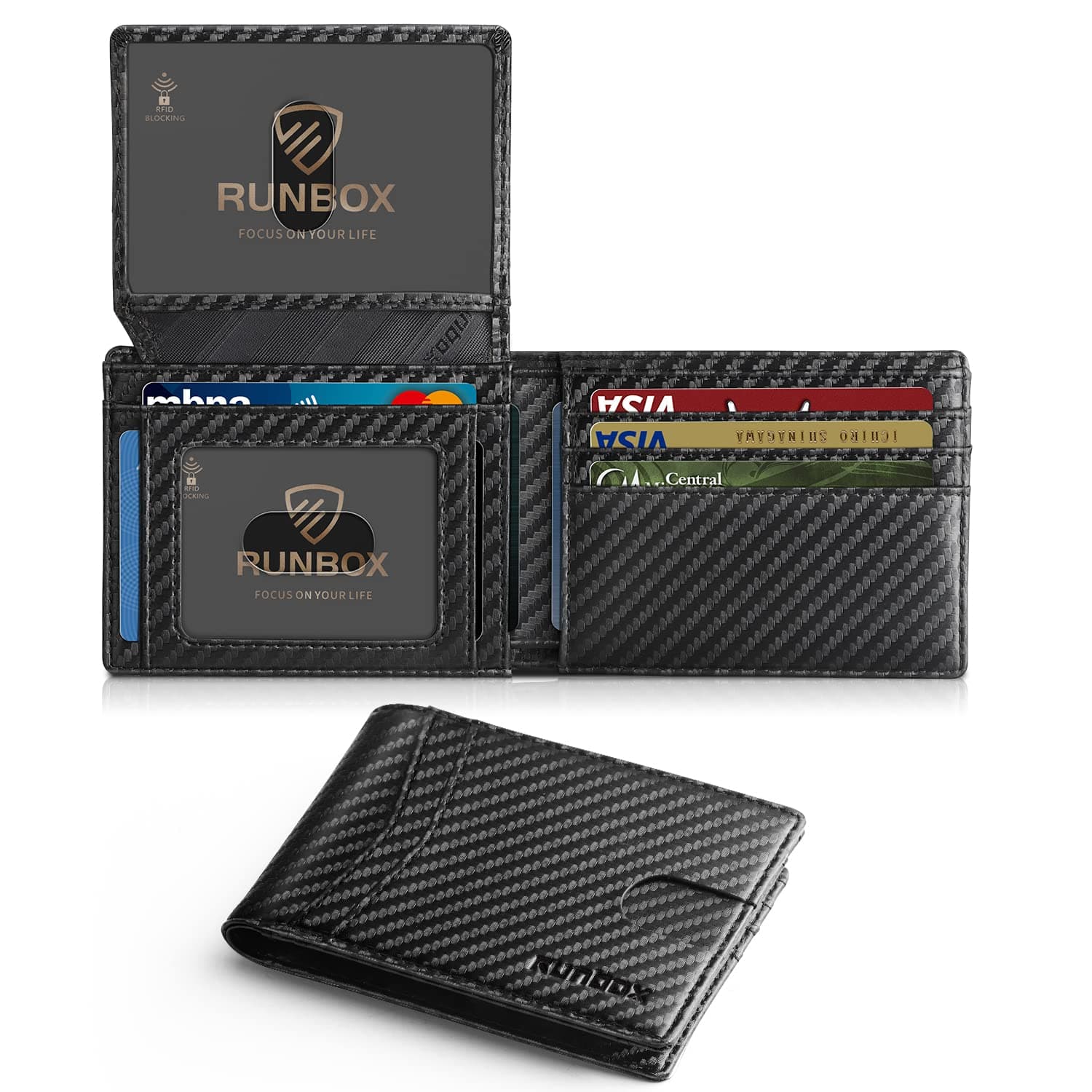 RUNBOX Wallet for Men -Slim Rfid Leather Mens Bifold Novelty Wallets 2 ID Window With Gift Box Men's Accessories | Slim