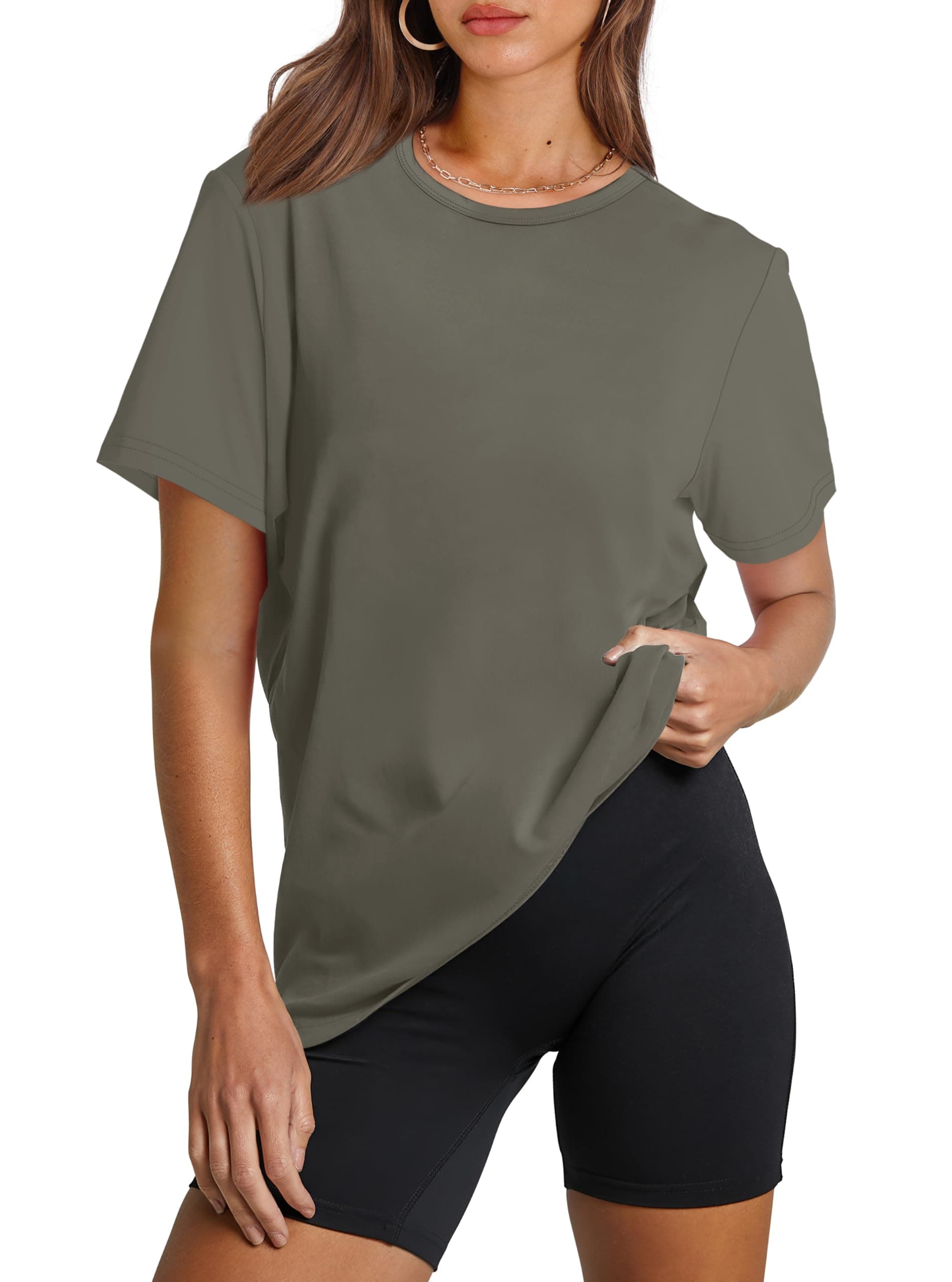 OFEEFAN Workout Tops for Women UPF 50+ Breathable Quick Dry Loose Fit T Shirt Outdoor Yoga Running Hiking Gym Tee Top