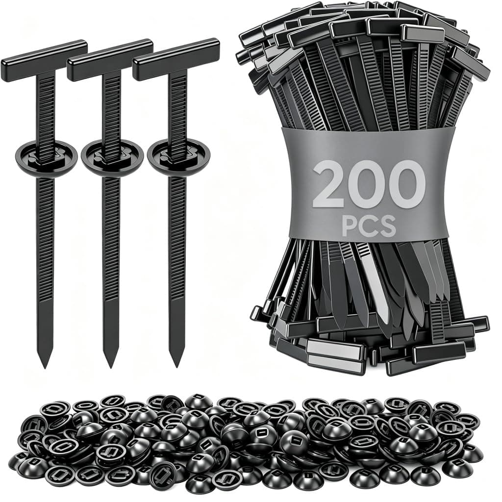 200PCS T-Head Cable Tie Buckle, PA66 Push Pin Clips for Car Repair | Self-locking Triple-Tooth, Anti-Aging, & Tough. Heat and Impact Resistant. For Fender, Bumper, Trunk Liner. Bases Included