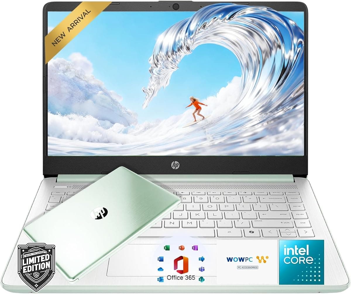 HP 14" Everyday Laptop • Copilot AI • Latest Intel 4-Core N150 Processor • 128GB SSD + 1TB Cloud Storage • 2026 Edition • Windows 11 • Microsoft 365 • Thin & Portable • w/o Mouse