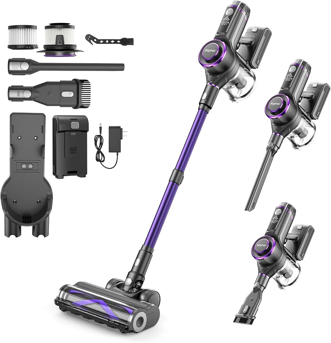 Cordless Vacuum Cleaner,75Min Runtime,600W 65KPA Dual Motor Pet Hair Vacuum for Home with AI Auto Suction,Stick Vacuums with Self-Standing Design,for Carpet,Hardwood Floors,Gift Ideas for Her