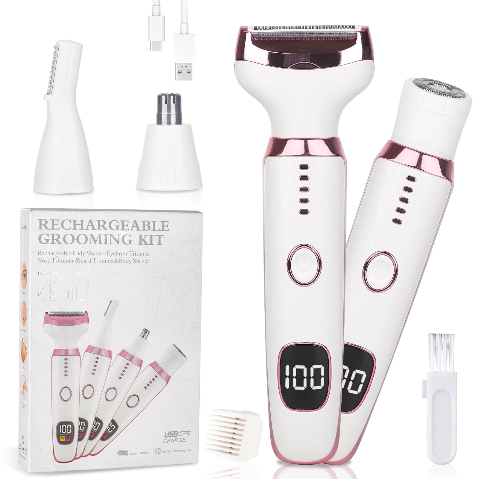 Electric Razors LED Display for Women Men, 2026 Wet/Dry Lady Electric Shaver,4 in 1 Hair Remover with IPX7 Waterproof,Smooth & Silky Portable Bikini Electric Grooming Set (Multicolor)