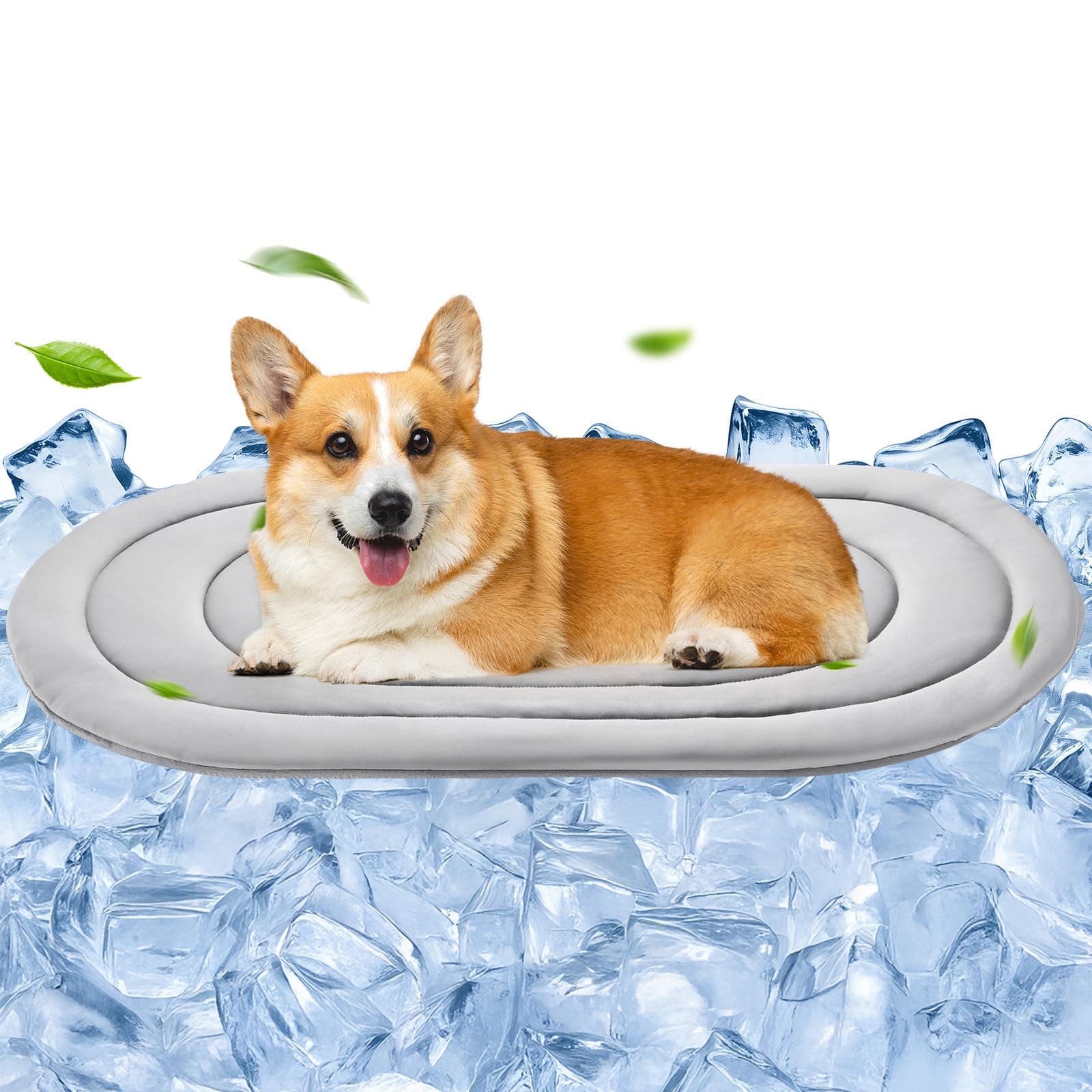 Papettly Pet Dog Cooling Mat 35“x19” Reversible Cooling Pad for Dogs and Cats, Comfort Ice Silk Cotton Summer Dog Bed Outdoor Indoor Washable, Ideal for Kennel Sofa Floor Car Seats