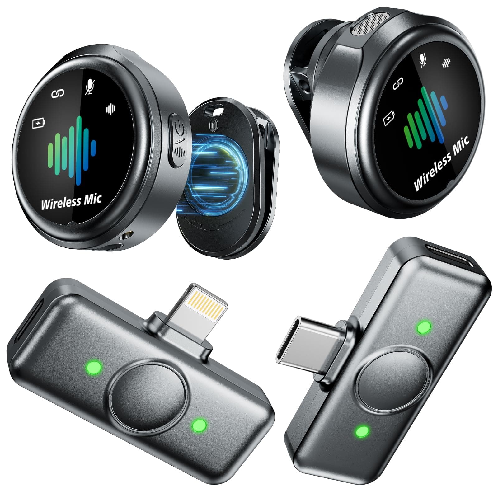 Magnetic Wireless Microphone for iPhone: Wireless lavalier Microphone for Android with Intelligent Noise Reduction Hi-Fi Recording Vlogging Recording for Content Creator