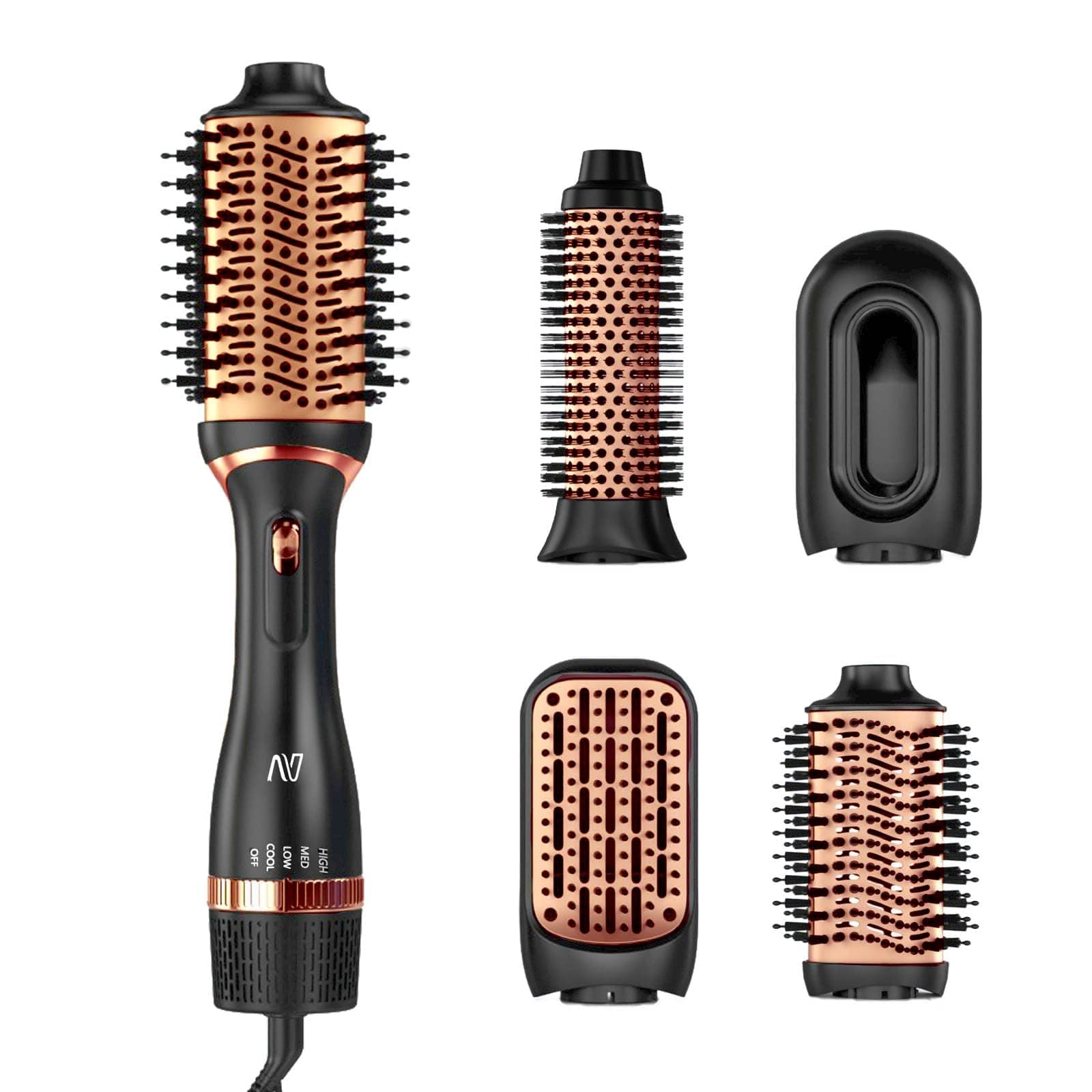 Nycoba Hair Dryer Brush Set, Multifunctional Hot Air Brush for Salon Blowouts, Negative Ion Technology & Fast Drying, Shiny and Less Frizz, Copper
