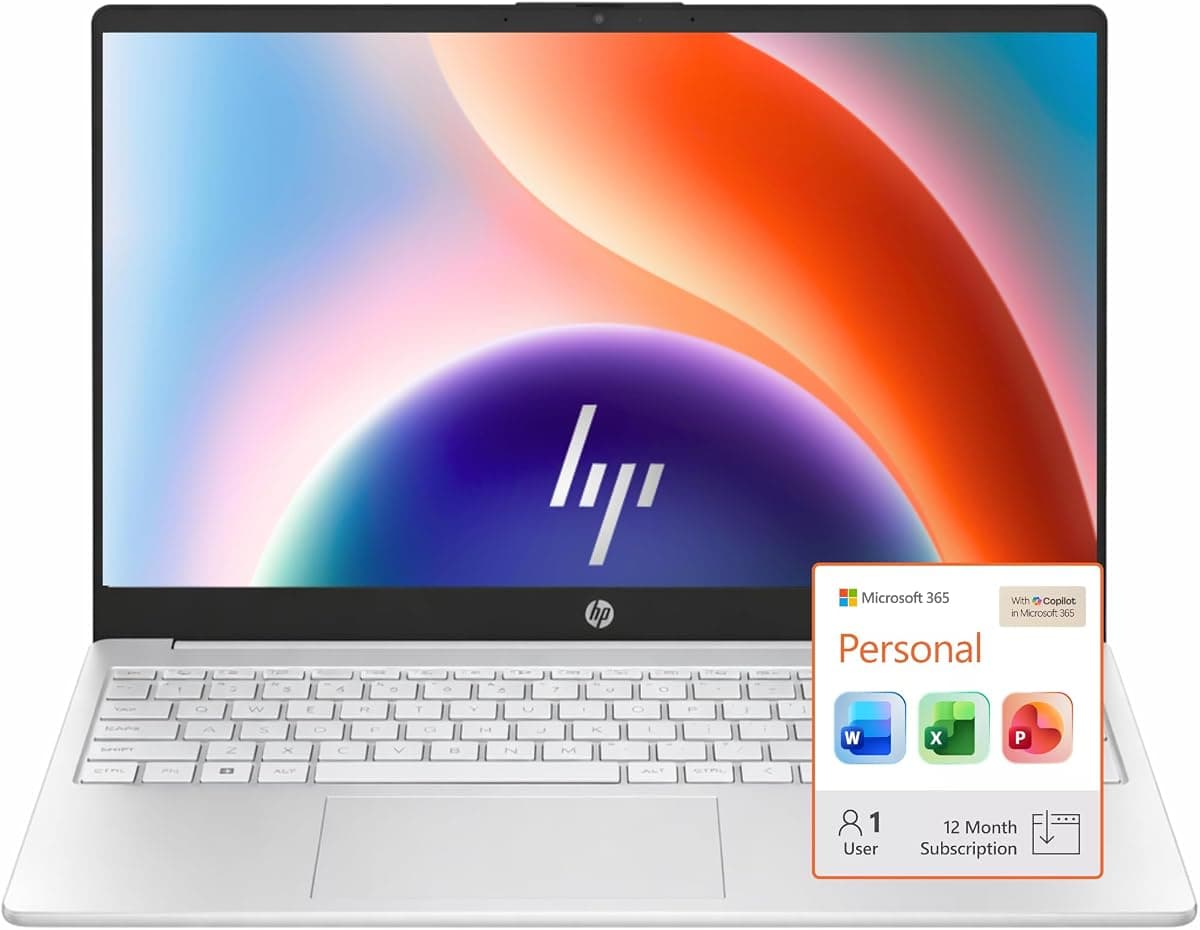 HP Ultrabook Laptop • Microsoft 365 One Year • 8GB RAM • Intel Core • Sleek Design • Windows 11 • 64GB SSD • no Mouse • White | Everyday Essential and High Performance