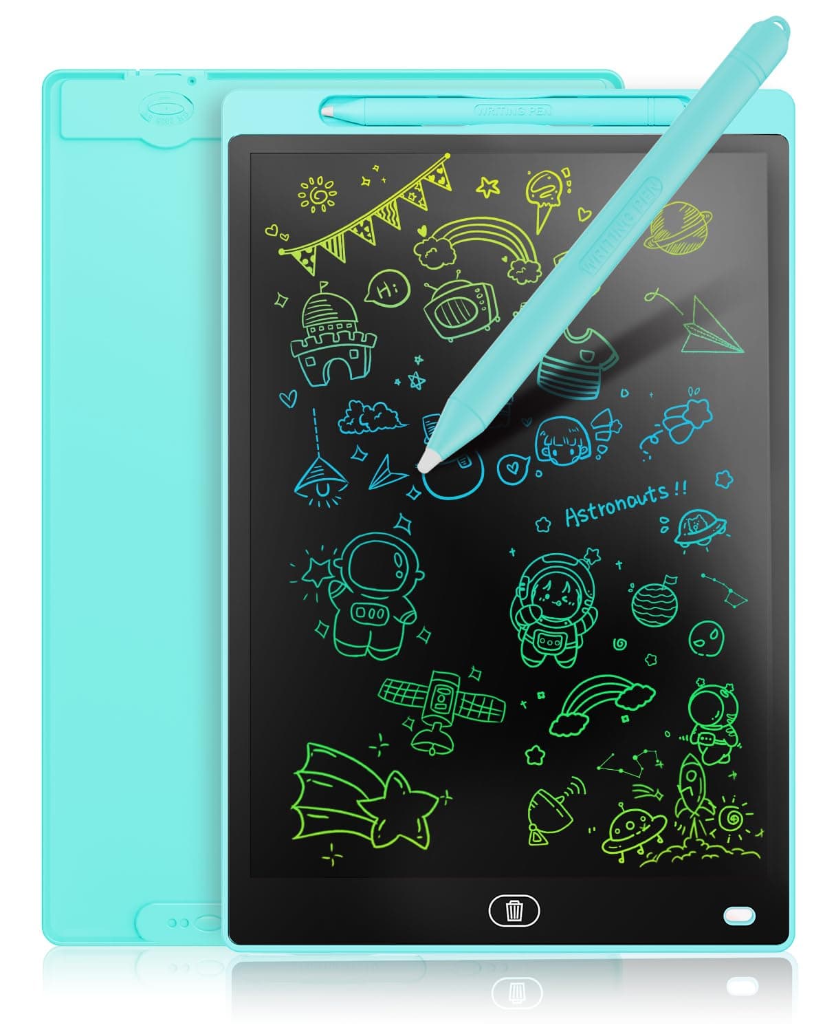 Genialba LCD Writing Board 16 Inches, Colourful Electronic Tablet, Portable Erasable Drawing Board, Graphic Tablet for Children's Games 3 4 5 6 7 Year Old Kid Boys Girls (Blue)