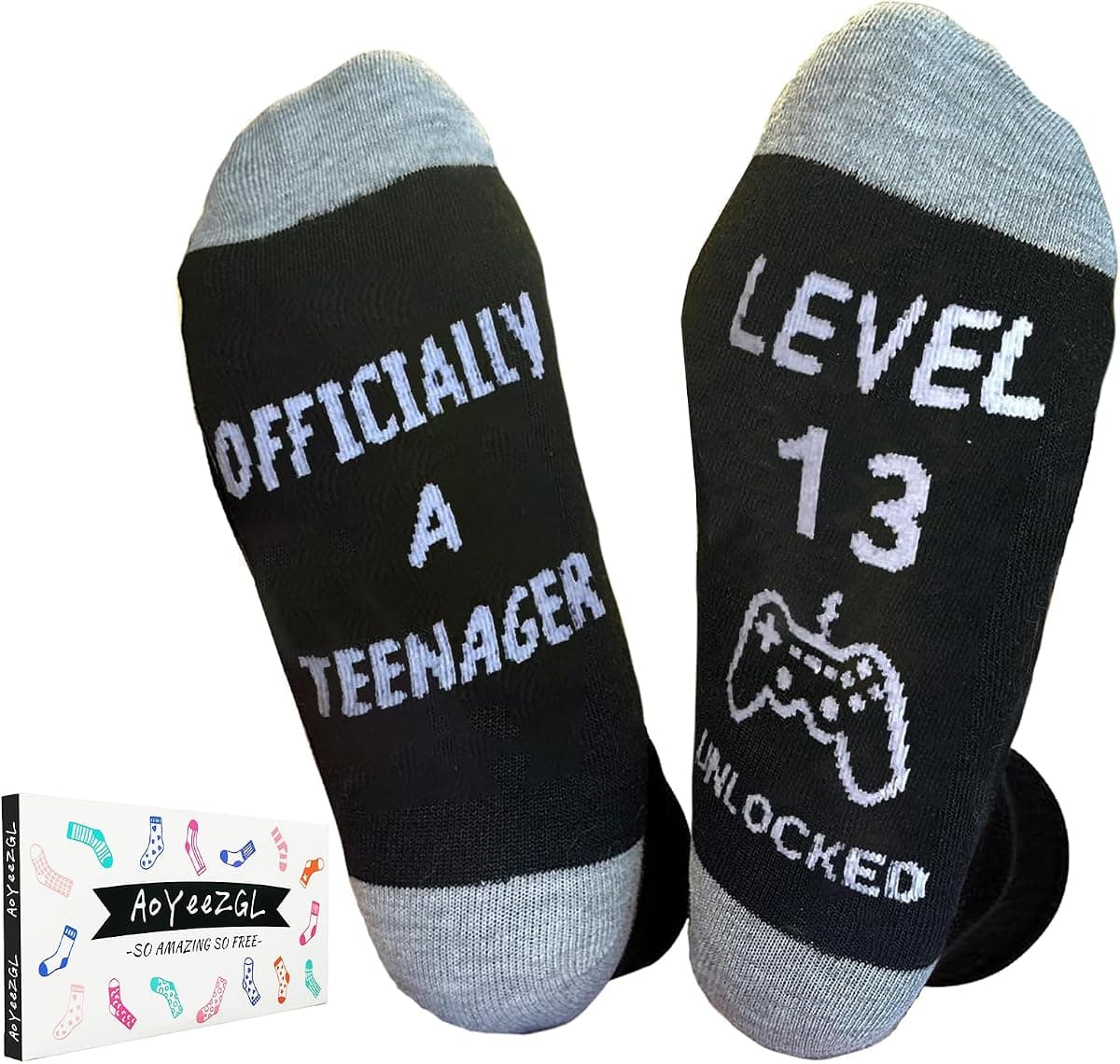 13th,16th,18th Birthday Gaming Socks,Fun Birthday Gifts for 13,16,18 Years Old Teen Boys,Novelty Gifts for Gamer