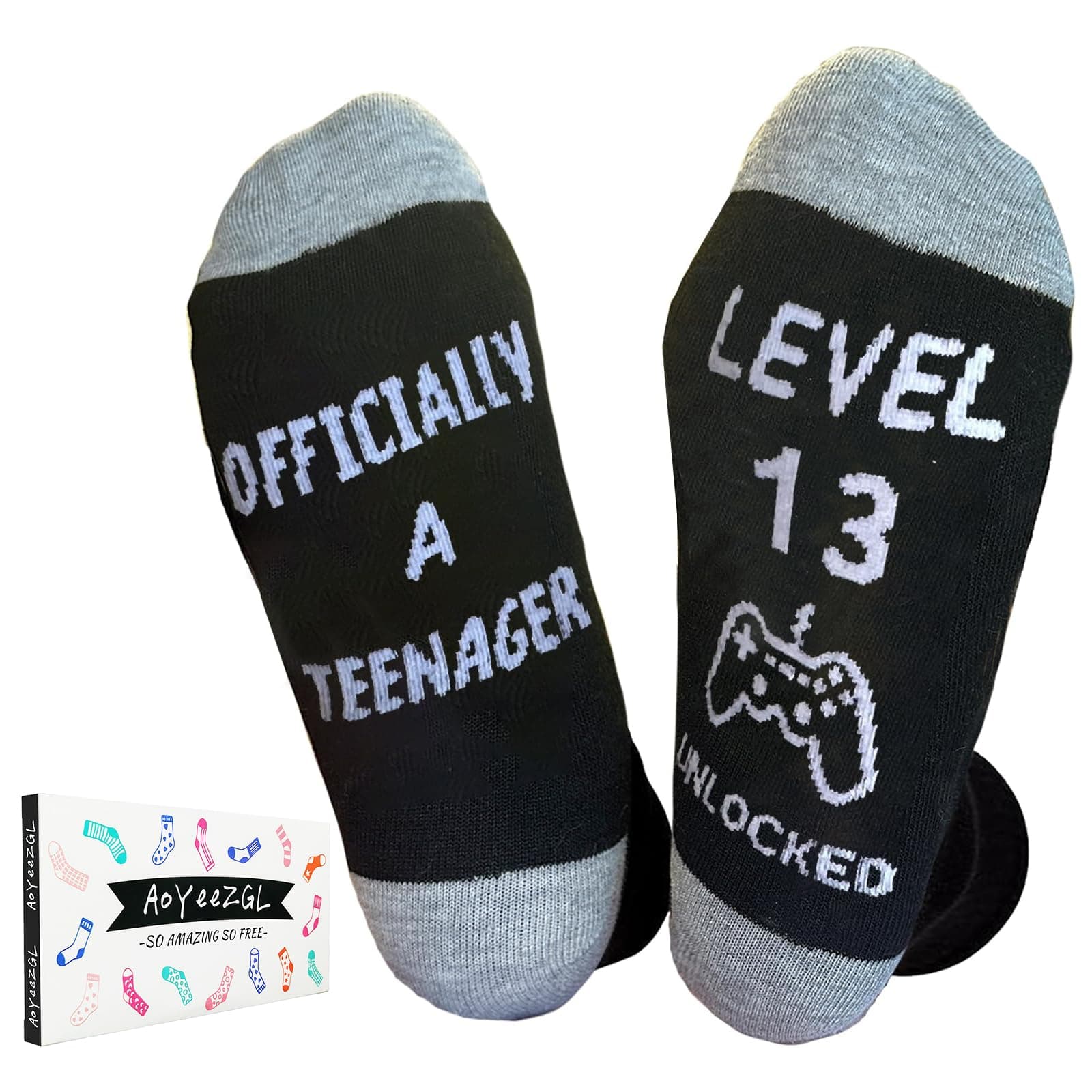 13th,16th,18th Birthday Gaming Socks,Fun Birthday Gifts for 13,16,18 Years Old Teen Boys,Novelty Gifts for Gamer