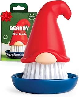 OTOTO Gnome Dish Brush with Handle - Cleaning Brush, Vegetable Brush, Dish Scrub, Gnome Handle, Unique Kitchen Gadgets, Funny Kitchen Tools, Useful Gifts for Women (Beardy Red)