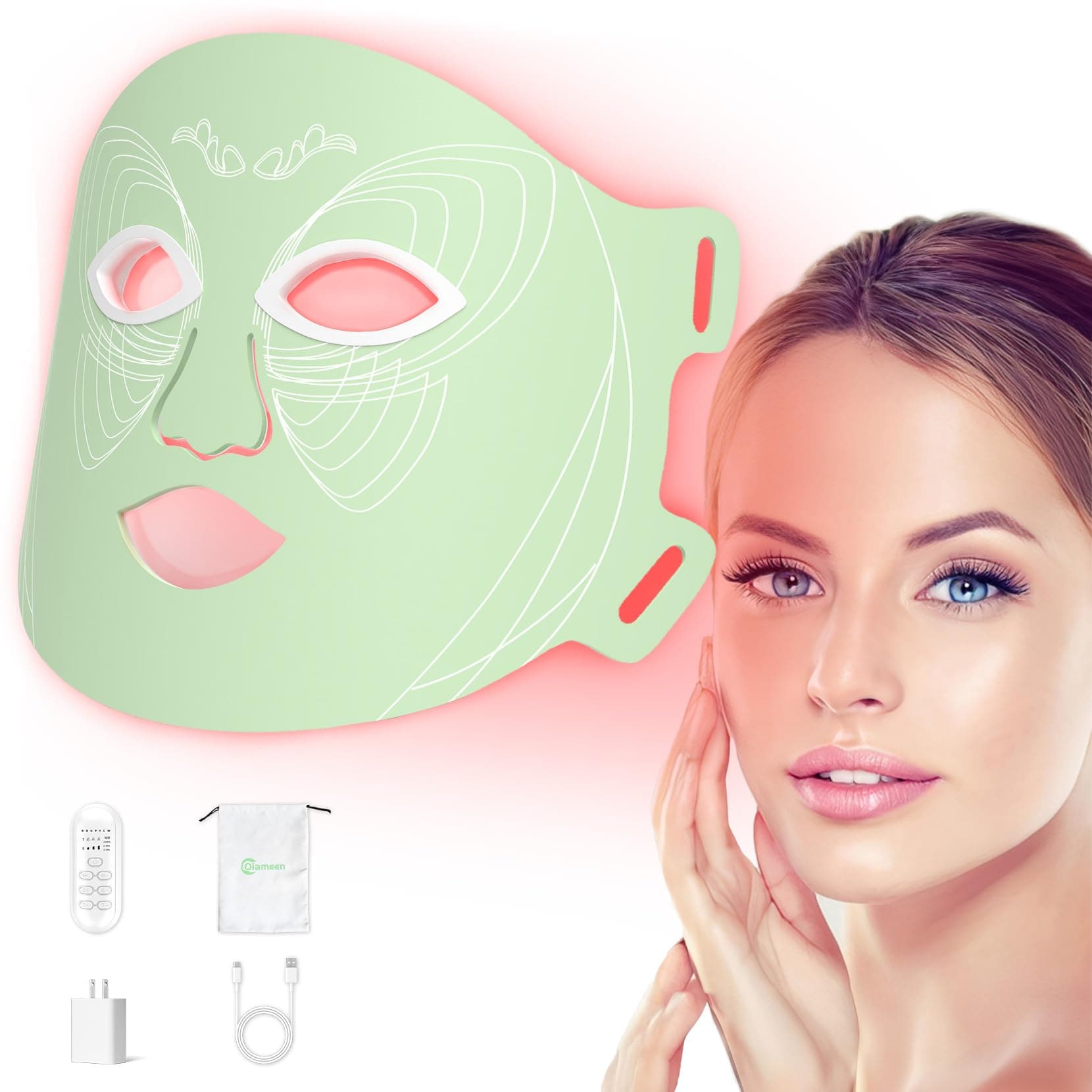 Red Light Mask, 7-clolor Red Light Therapy Mask, 3 Modes LED Face Mask with Near-Infrared 850nm Timing Storage Bag for Home & Travel, Skin Care, Anti-aging