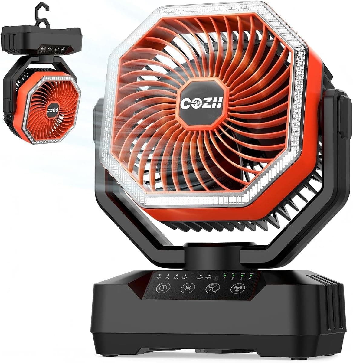 COZII Portable Fan Rechargeable, 20000mAh Battery Powered Fan Up to 70H Runtime, Camping Fan with LED Light, 4 Speeds, Remote - Oscillating Rechargeable Fan for Tent Outdoor Beach Fishing Picnic