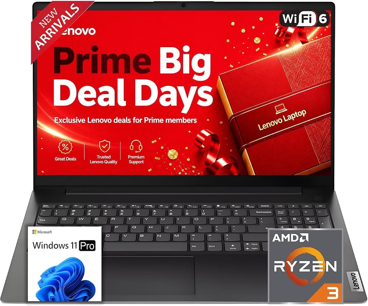 Lenovo 2026 New Business Laptop, Ryzen 3 7320U(Outperforms Intel i7-1065G7), 16GB DDR5, 256GB PCIe, 15.6" FHD Display, WiFi 6, Fast Charging Speed, Long Battery Life, Windows 11 Pro with MS365 for Web