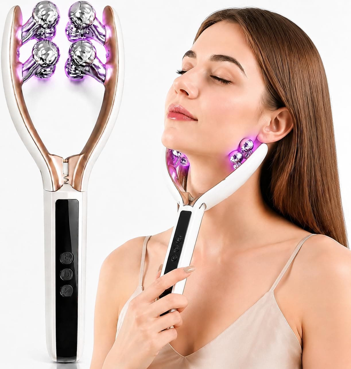 Face Massager Tool Microcurrent Device: Facial Sculpting Lymphatic Drainage Massager with Light Therapy for Enhanced Lift & Tighten.