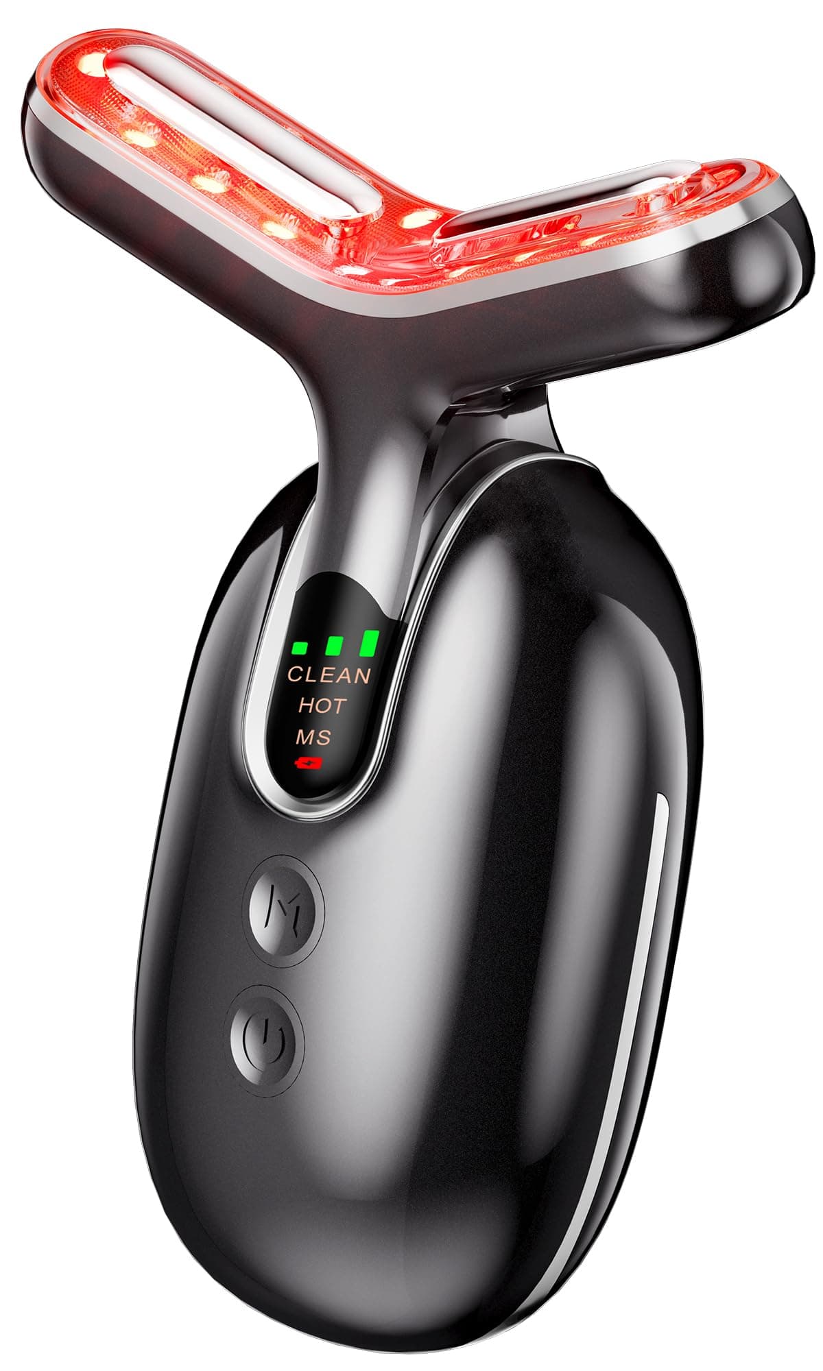 Micro-Current Facial Beauty Device, Red Light Therapy for Face and Neck with Vibration, 3 Color LED Mode Face Massager for Treat Facial Wrinkles and Skin Care - FDA Cleared (Black)