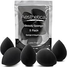 Aesthetica Cosmetics Beauty Sponge Blender - Latex Free and Vegan Makeup Sponge Blender - For Powder, Cream or Liquid Application (5 Pack)