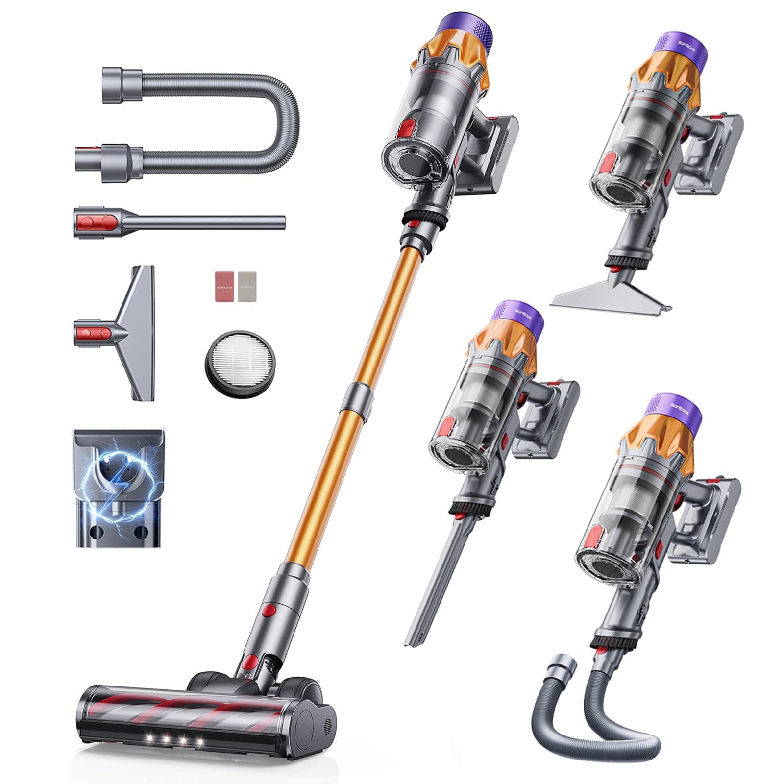 Cordless Vacuum Cleaner, 650W 55KPA 70Mins Cordless Stick Vacuum Cleaner with Self-Standing, Touch Screen, Anti-tangle Vacuum Cordless, Vacuum Cleaners for Home,Carpets,Hardwood,Pet Hair(X7A Pro)