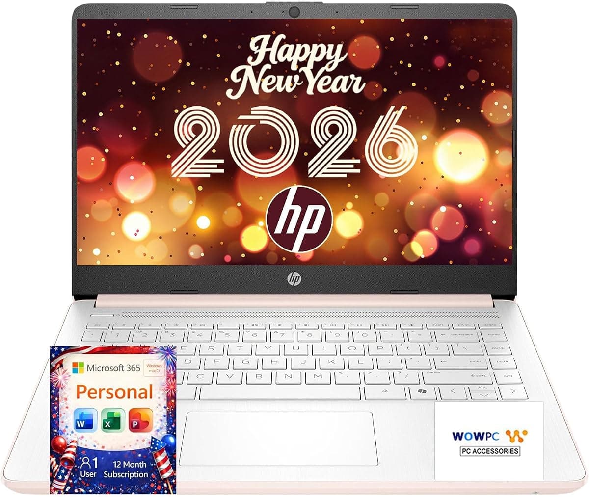 HP 2026 New Everyday Slim 256GB SSD + 64GB eMMC Laptop | Microsoft Office 365 Included | Intel Core | 11.5 HRs Battery | Copilot AI | Fast Response | Windows 11 no Mouse | Rose Gold
