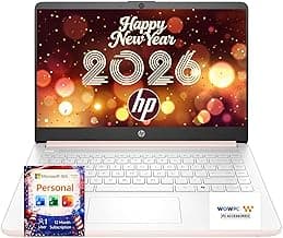 HP 2026 New Everyday Slim 256GB SSD + 64GB eMMC Laptop | Microsoft Office 365 Included | Intel Core | 11.5 HRs Battery | Copilot AI | Fast Response | Windows 11 no Mouse | Rose Gold