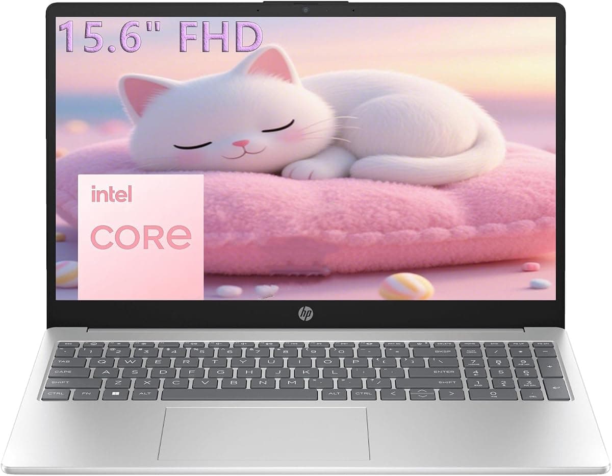 HP 15.6" FHD Laptop 2026 Edition with Copilot AI, 8GB RAM, 256GB SSD, Intel Processor, Long Battery Life, Lightweight 3.64 lbs, Microsoft 365, Windows 11 for Students & Office