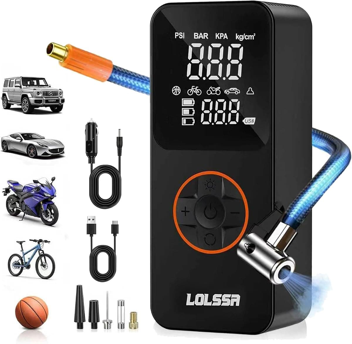 Tire Inflator Portable Air Compressor-Air Pump 150PSI Cordless Electric for Car, Motorcycle, Bike, Ball, with Tire Gauge Pressure,Dual-Use Type