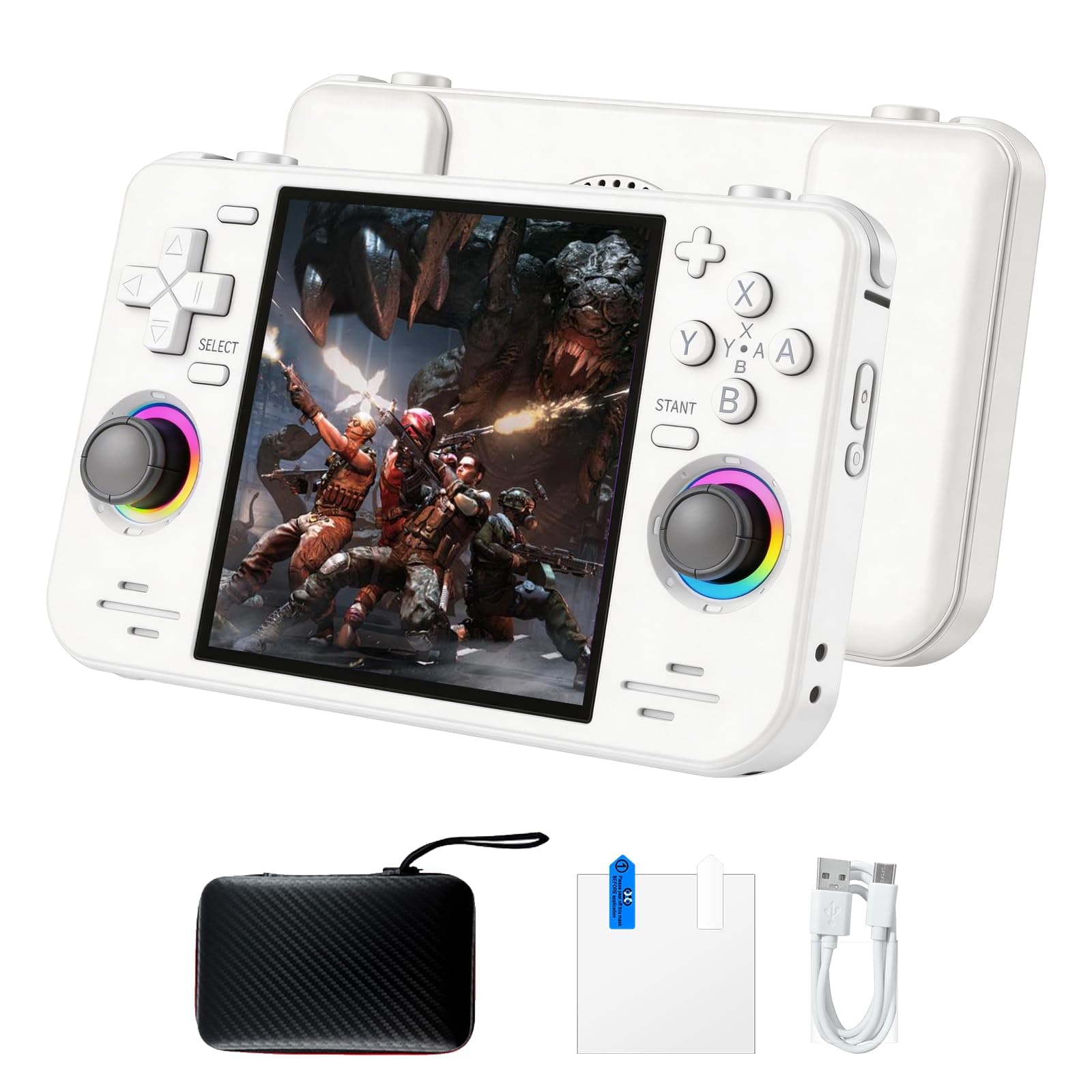RF40H Retro Handheld Game Console, 4.0 Inch 720x720 IPS Screen, Built-in 18,000+ Classic Game, Portable Hand Held Open Source Linux System, 4000mAh Battery Retro Gaming Console (White)
