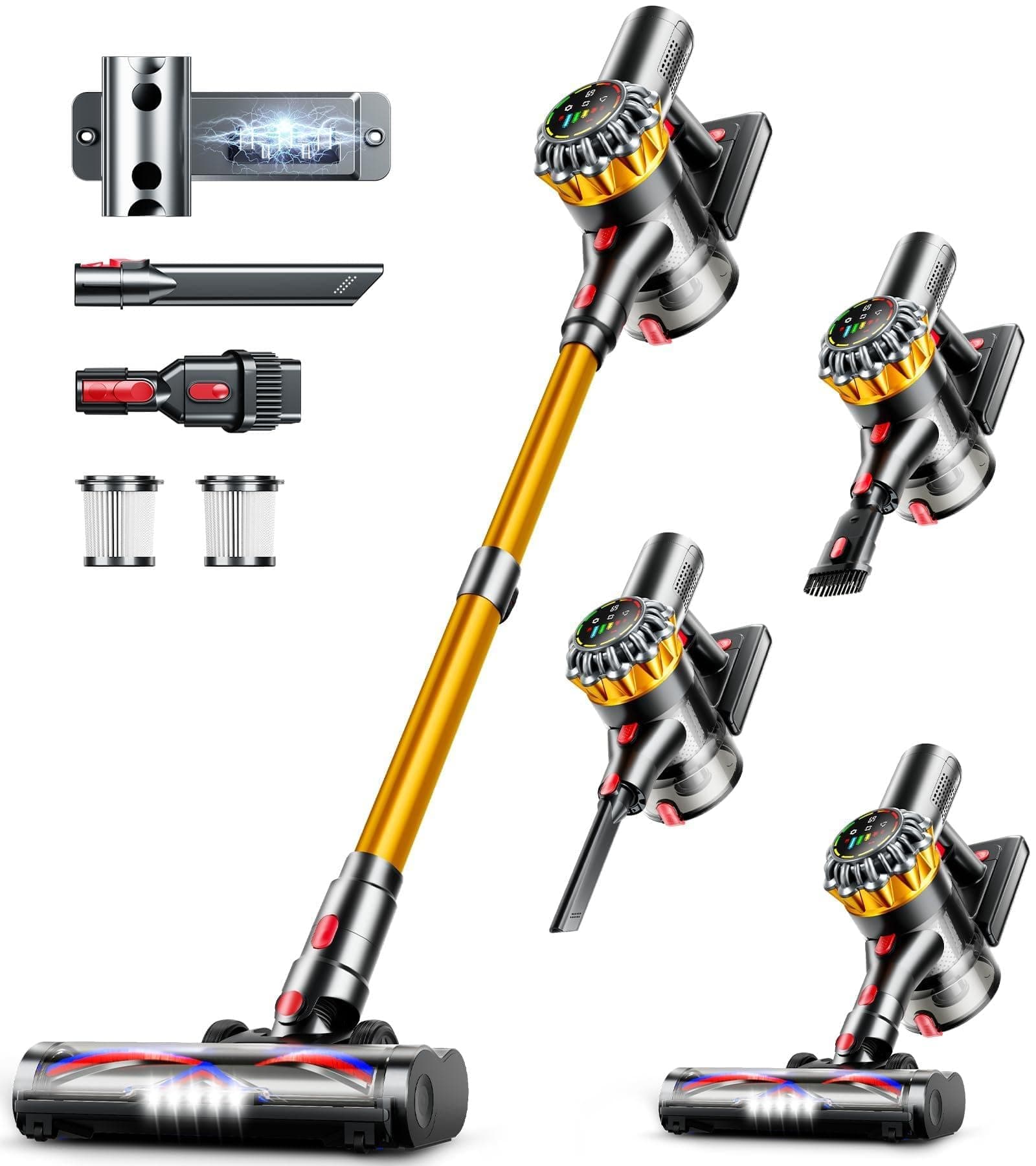 Cordless Vacuum Cleaner, 550W 45KPA 65Mins Vacuum Cleaners for Home, Stick Vacuum with Self-Standing,Touch Screen, Anti-Tangle Brush, 8-in-1 Lightweight Wireless Vacuum for Pet Hair Carpet Hard Floors