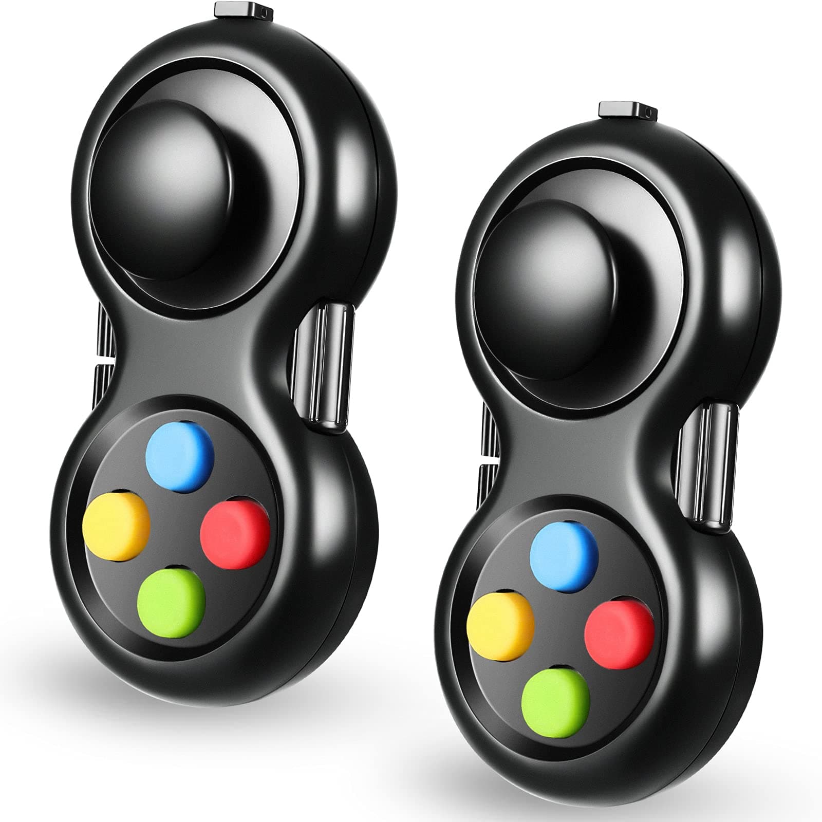 Skylety 2 Pcs Fidget Toys for Adults Controller Fidget Pad Stress Relief Cube Clicker Game Controller Sensory Educational Toy for ADHD Autism Relief Stress Anxiety(Black Style)