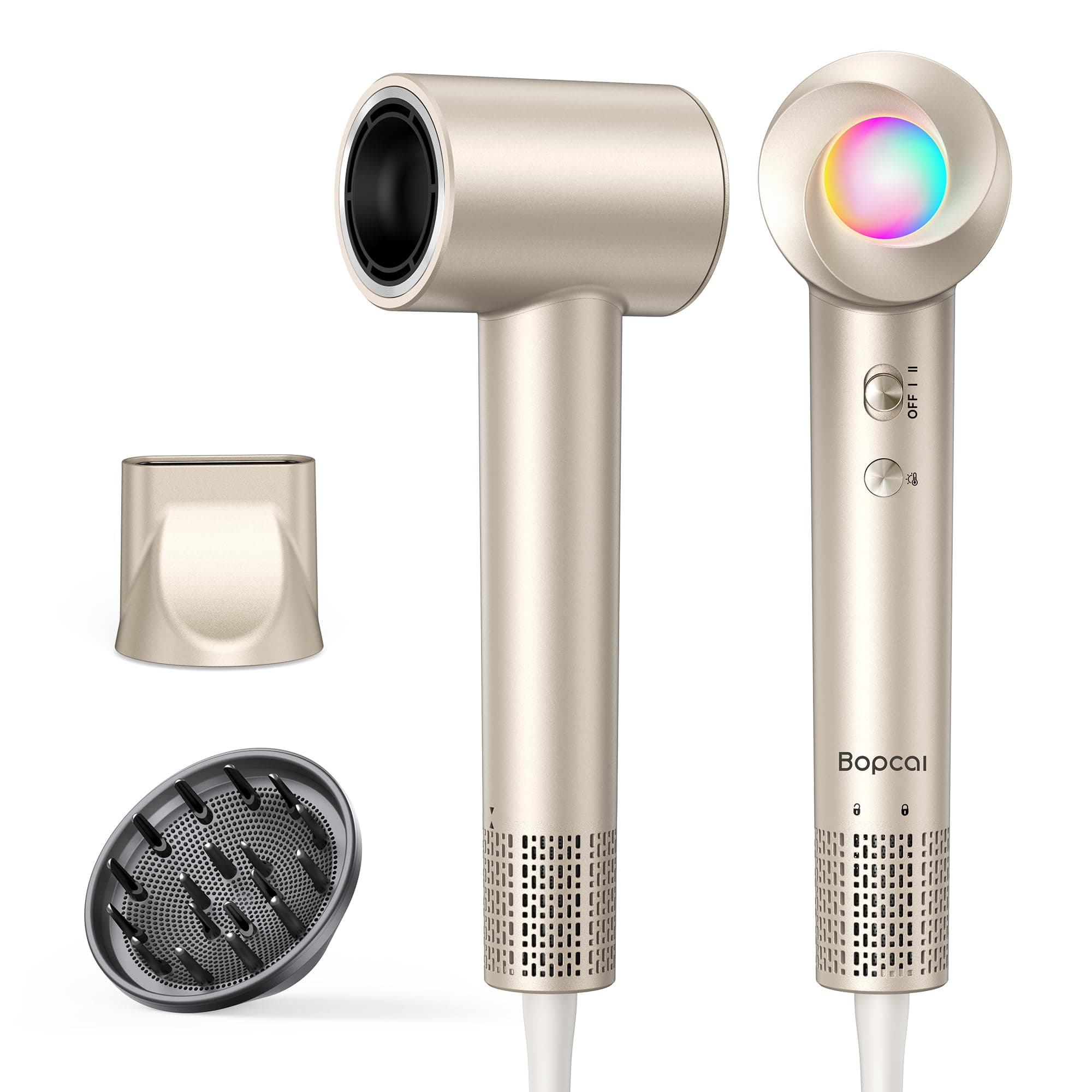 Hair Dryer, 160,000 RPM High-Speed Ionic Blow Dryer with Diffuser, Professional Hairdryer for Fast Drying, 500 Million Negative Ions, Low Noise Compact Hair Blow Dryer for All Hair Types, Gold