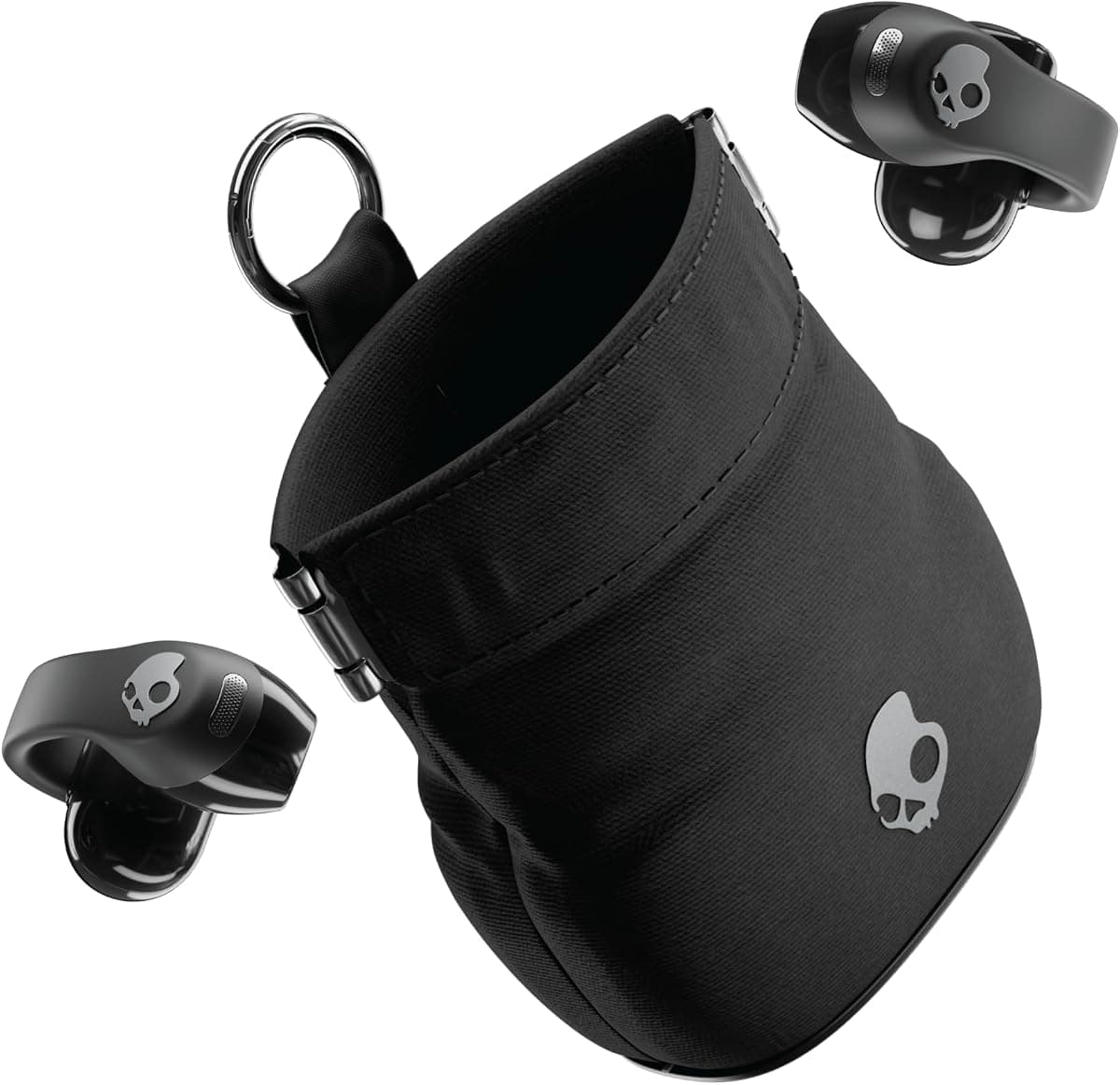 Skullcandy Push 720 Open Wireless Open Ear Bluetooth Earbuds, Headphones, Waterproof, Clip-On Lightweight, 30 Hours Battery, Wireless Charging Pouch, Microphone for iPhone Android - Black/Silver