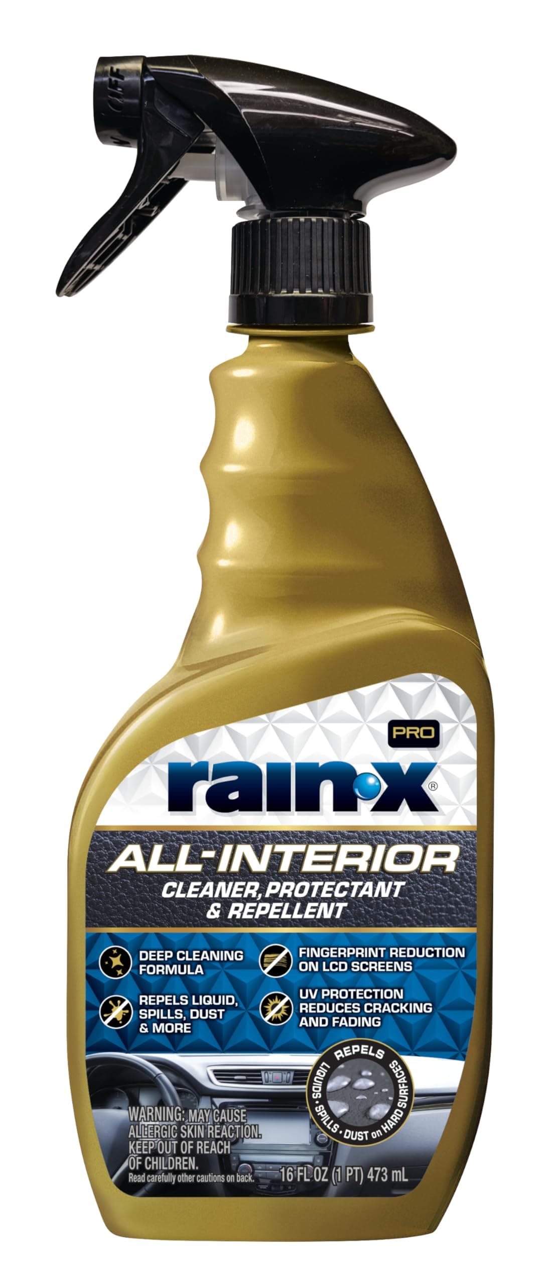 Rain-X 620232SRP All-Interior Cleaner Protectant & Repellent for Car Interiors, Cleans + Repels Liquid Spills & Dust without Residue, Cherry Scent 16 Fl Oz.
