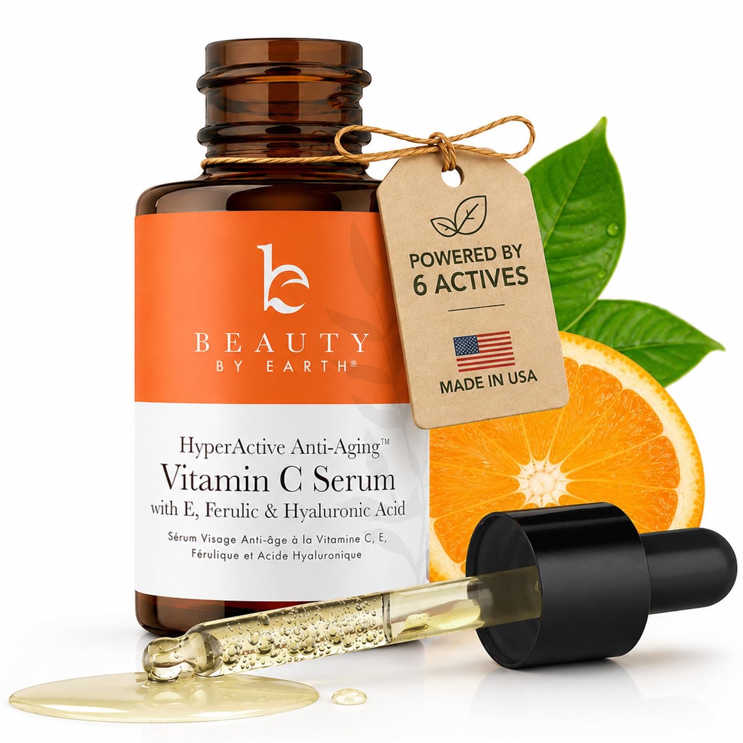 Vitamin C Face Serum - USA Made with Natural & Organic Ingredients, Skin Brightening Vitamin C Serum for Face for Women, Discoloration Correcting & Anti Aging Facial Formula with Antioxidants