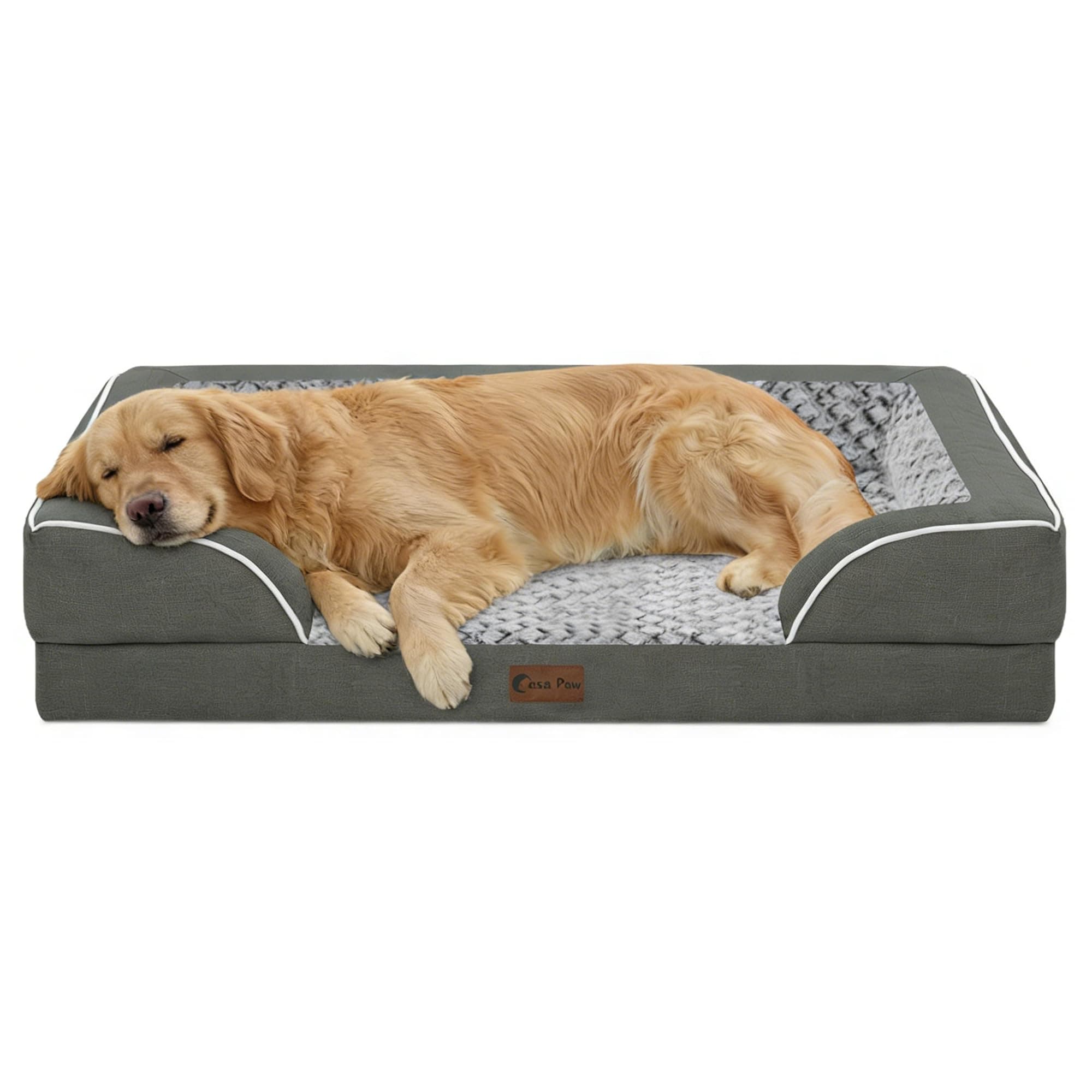 Orthopedic Dog Bed 42x30in Dark Grey, Waterproof & Washable | Orthopedic support, waterproof liner, removable washable cover, non-slip bottom, and comfortable design