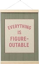 FGFK Everything Is Figureoutable Positive Affirmations Wall Art Poster Hanger Frame, Retro Pink and Green Inspirational Canvas Prints Framed Wall Decor for Office Classroom Home Bedroom, 12x16 Inch