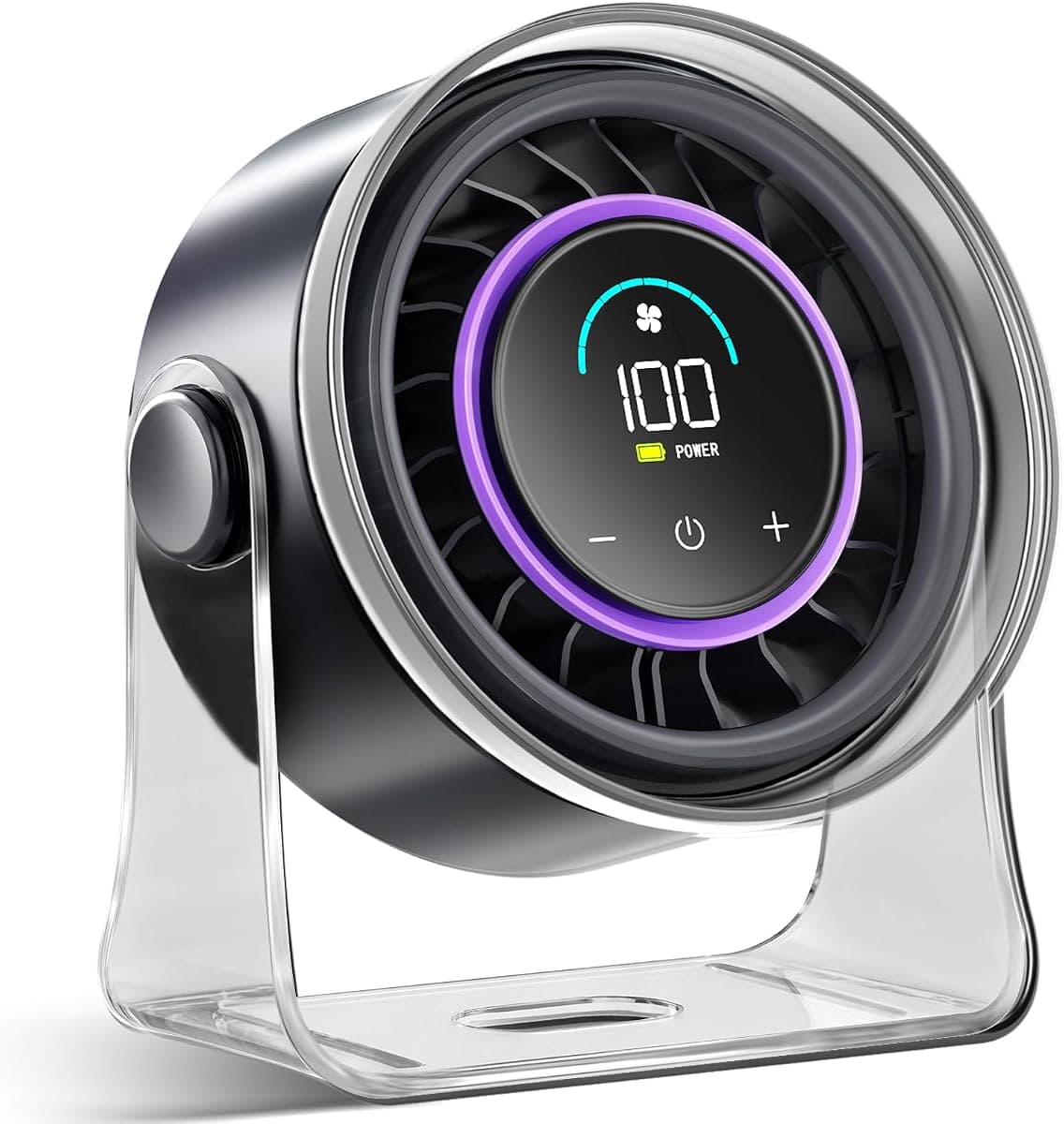 FRONTSUN Portable Desk Fan,Quiet Fan for Bedroom,Portable Fan withTurbo Airflow,Fans with 100 Speeds Digital Display, 360° Tilt,Rechargeable Battery Powered Fan,Small Fan for Home, Office, Kitchen
